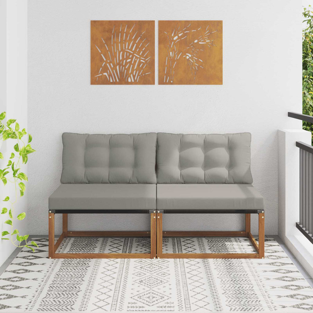 vidaXL 2 Sztuka Środkowa sofa ogrodowa Drewno akacji i tekstylen