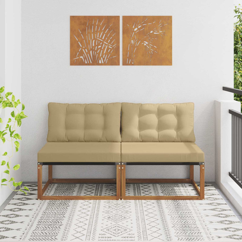 vidaXL 2 Sztuka Środkowa sofa ogrodowa Drewno akacji i tekstylen