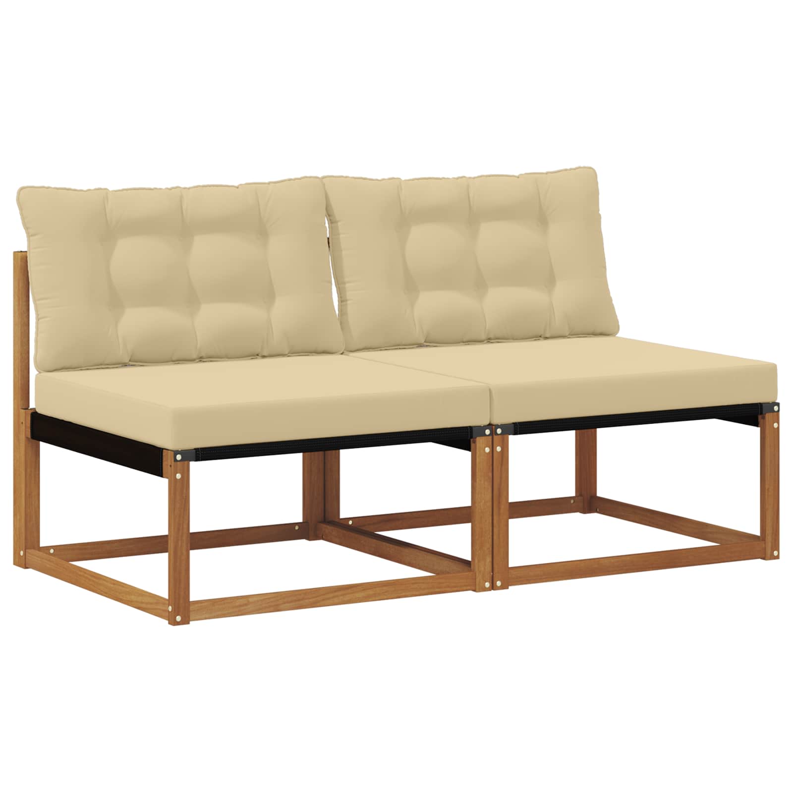 vidaXL 2 Sztuka Środkowa sofa ogrodowa Drewno akacji i tekstylen
