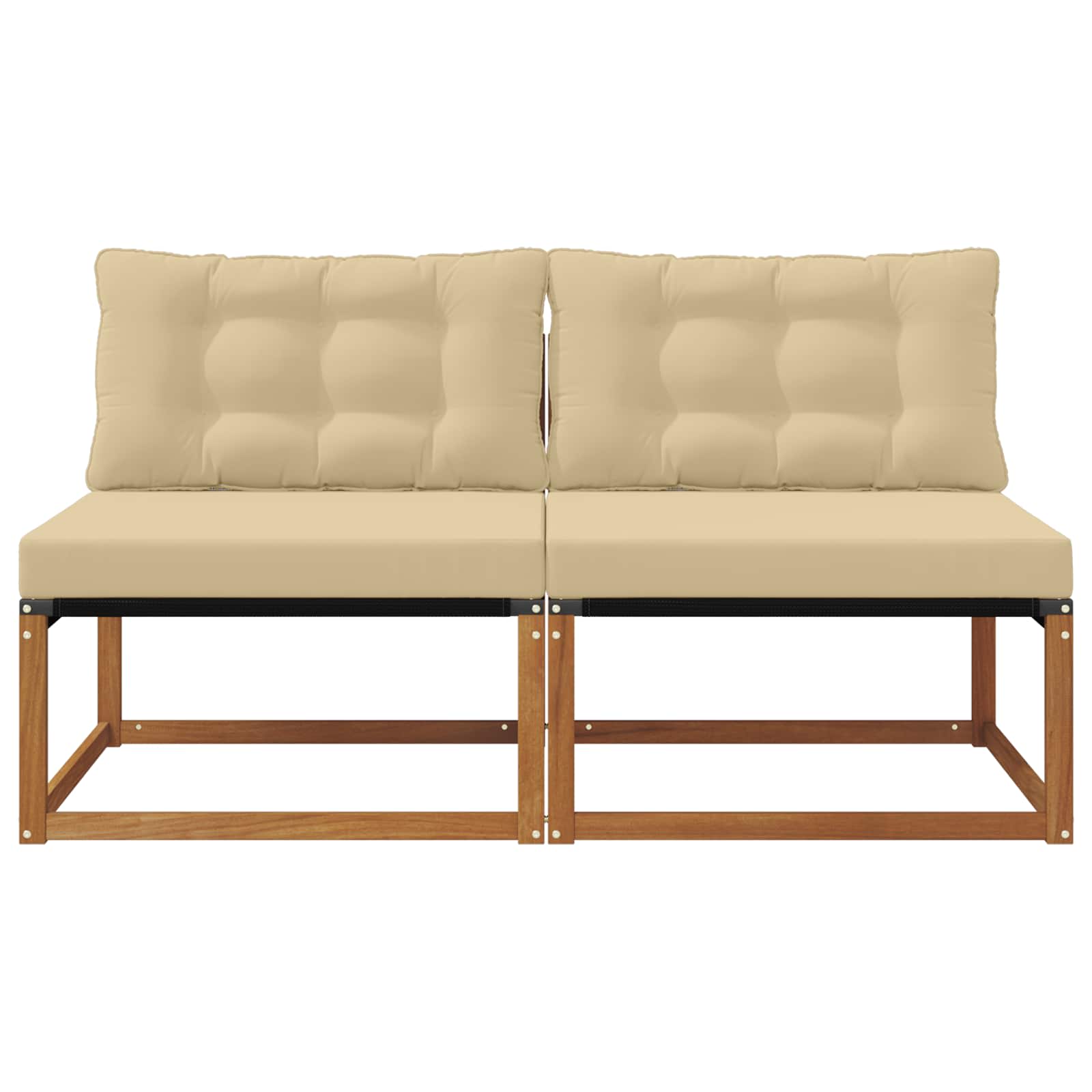 vidaXL 2 Sztuka Środkowa sofa ogrodowa Drewno akacji i tekstylen