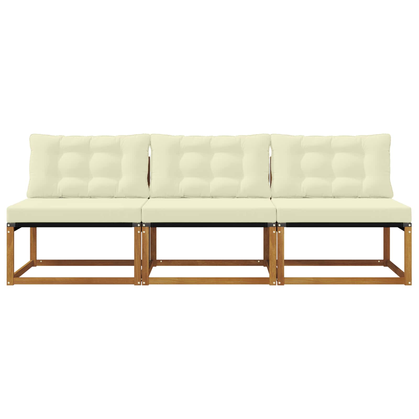 vidaXL 3 Sztuka Środkowa sofa ogrodowa Drewno akacji i tekstylen