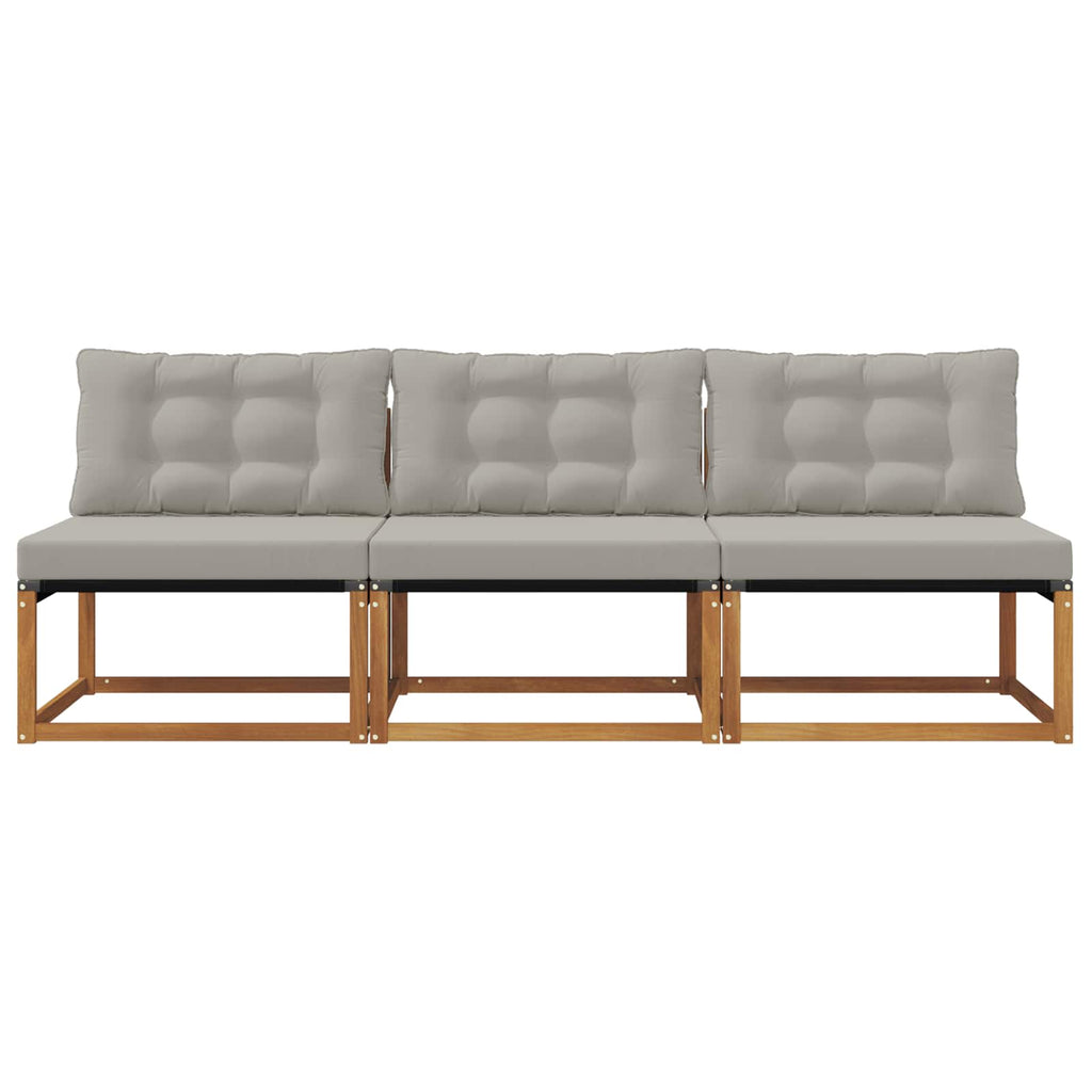 vidaXL 3 Sztuka Środkowa sofa ogrodowa Drewno akacji i tekstylen