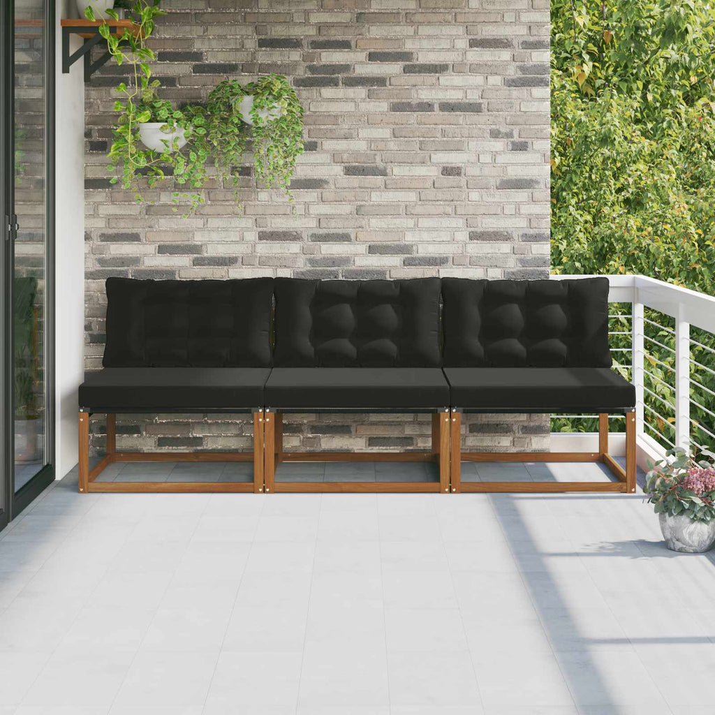 vidaXL 3 Sztuka Środkowa sofa ogrodowa Drewno akacji i tekstylen