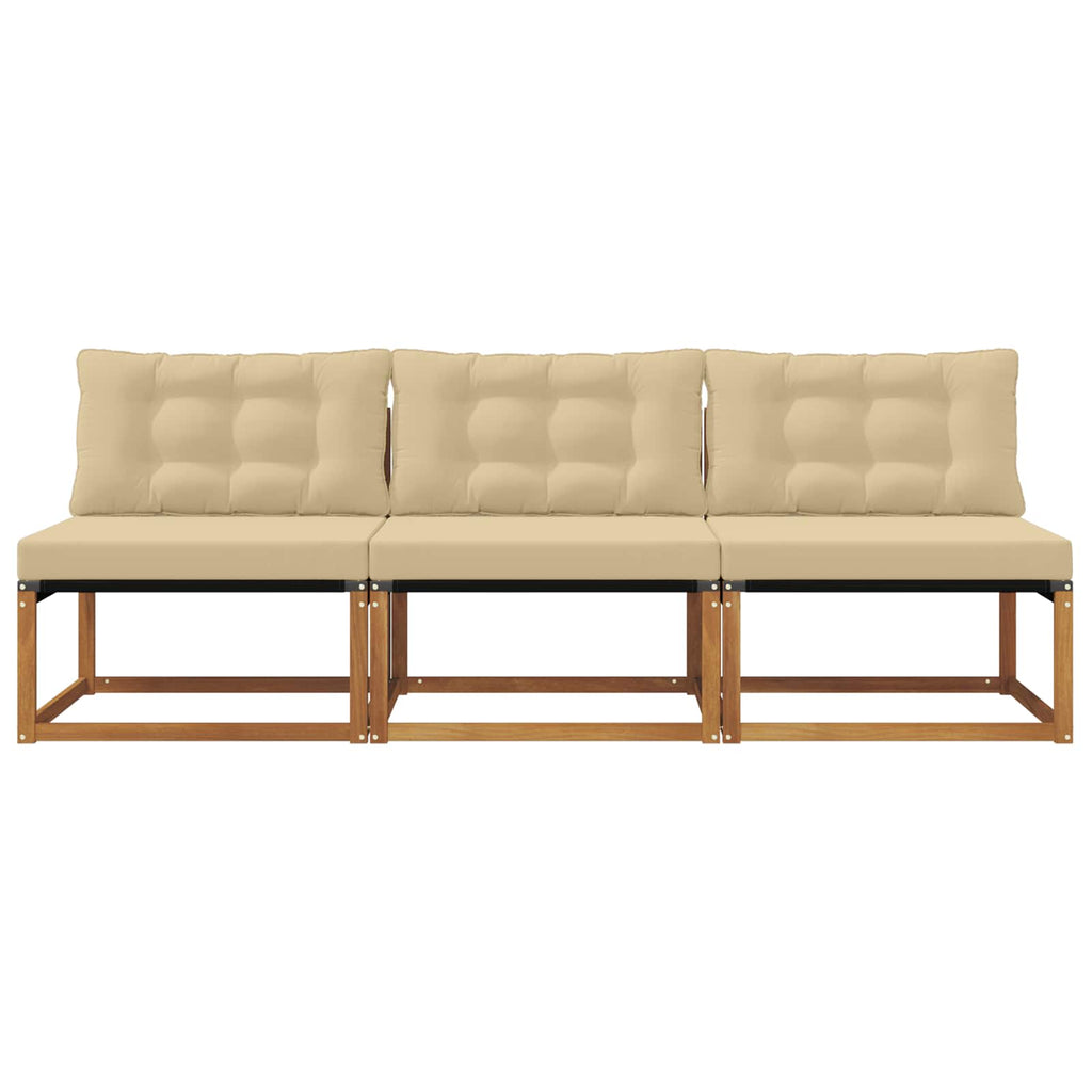 vidaXL 3 Sztuka Środkowa sofa ogrodowa Drewno akacji i tekstylen
