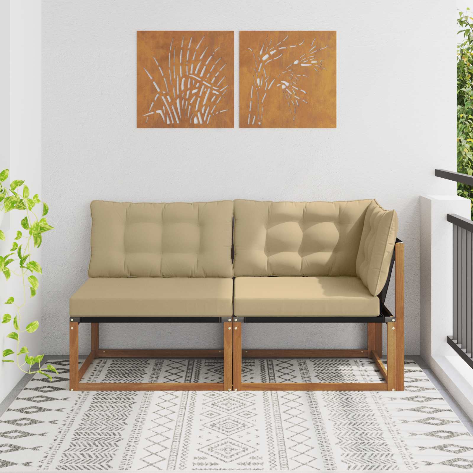 vidaXL Modułowa sofa na zewnątrz z poduszką 7 Sztuka Naturalny