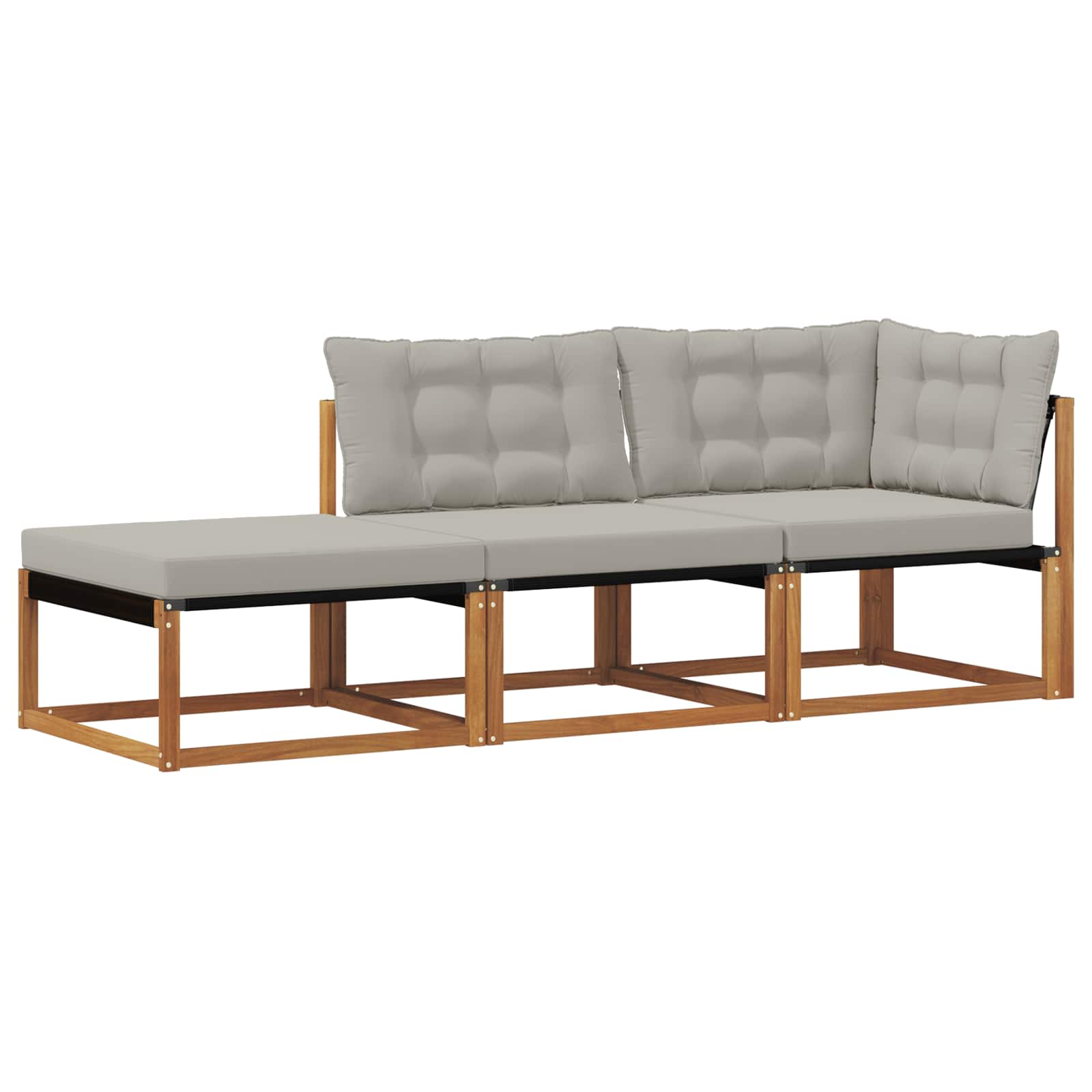 vidaXL Zestaw sof narożnych z poduszką 3 Sztuka Naturalny i jasnoszary