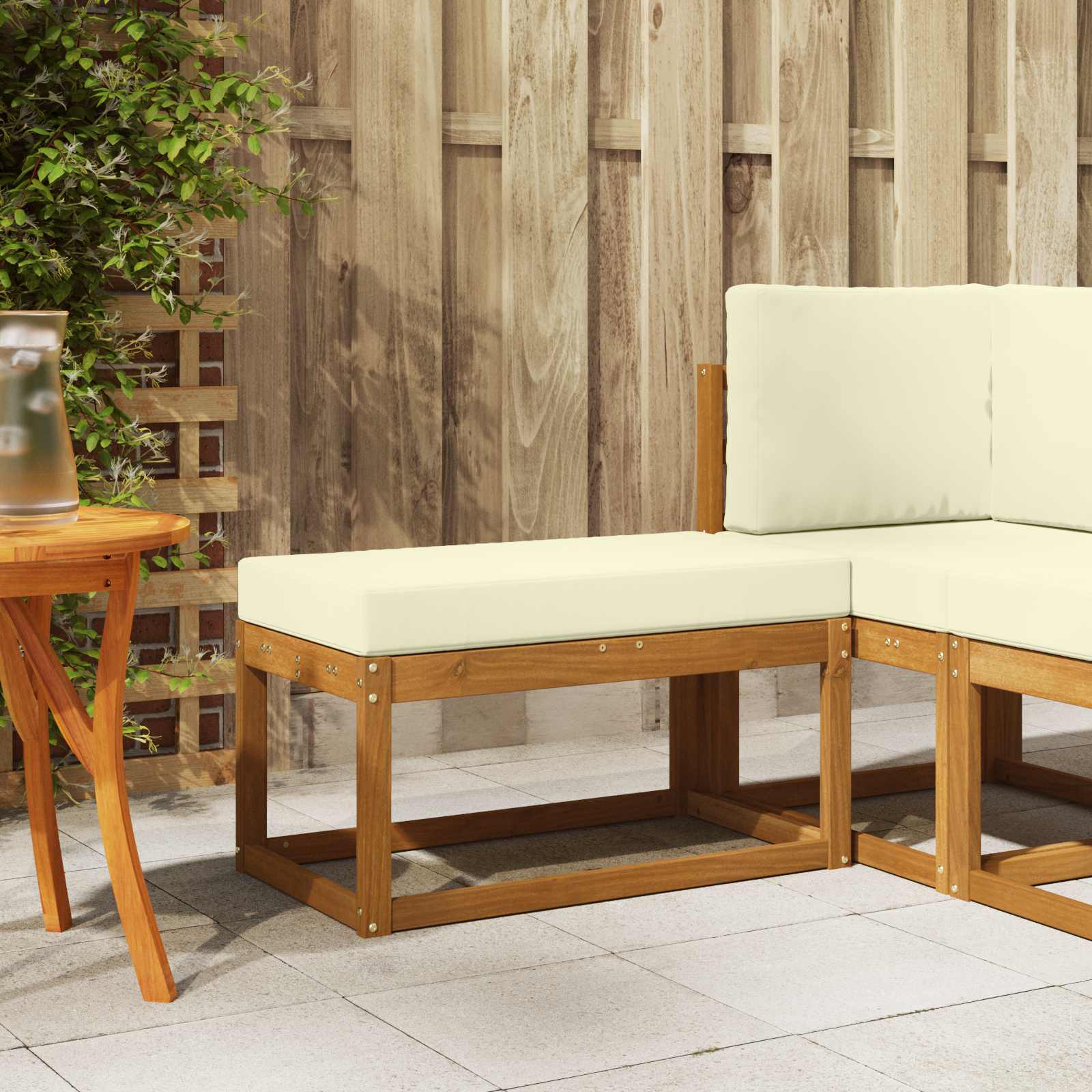 vidaXL Stoolbench na zewnątrz Naturalny i Kremowy 79 x 43 x 37 cm