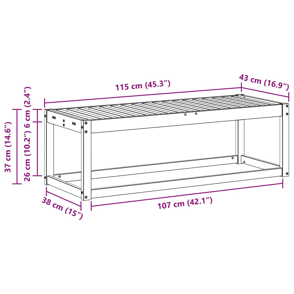 vidaXL Stołek Ławka na Zewnątrz Naturalny 115 x 43 x 37 cm