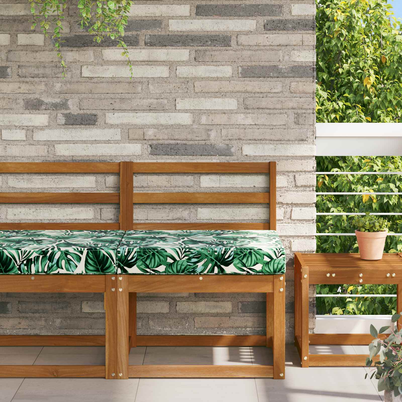 vidaXL Poduszka do sofy na zewnątrz Wzór liścia 60 x 60 x 8 cm