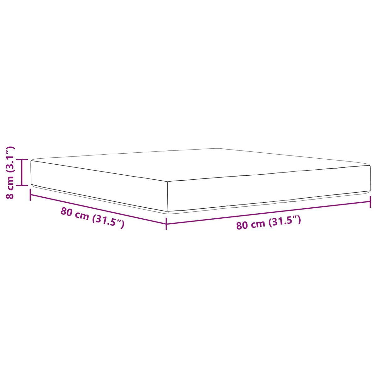 vidaXL Poduszka do sofy na zewnątrz Poliester czerwone wino 80 x 80 cm