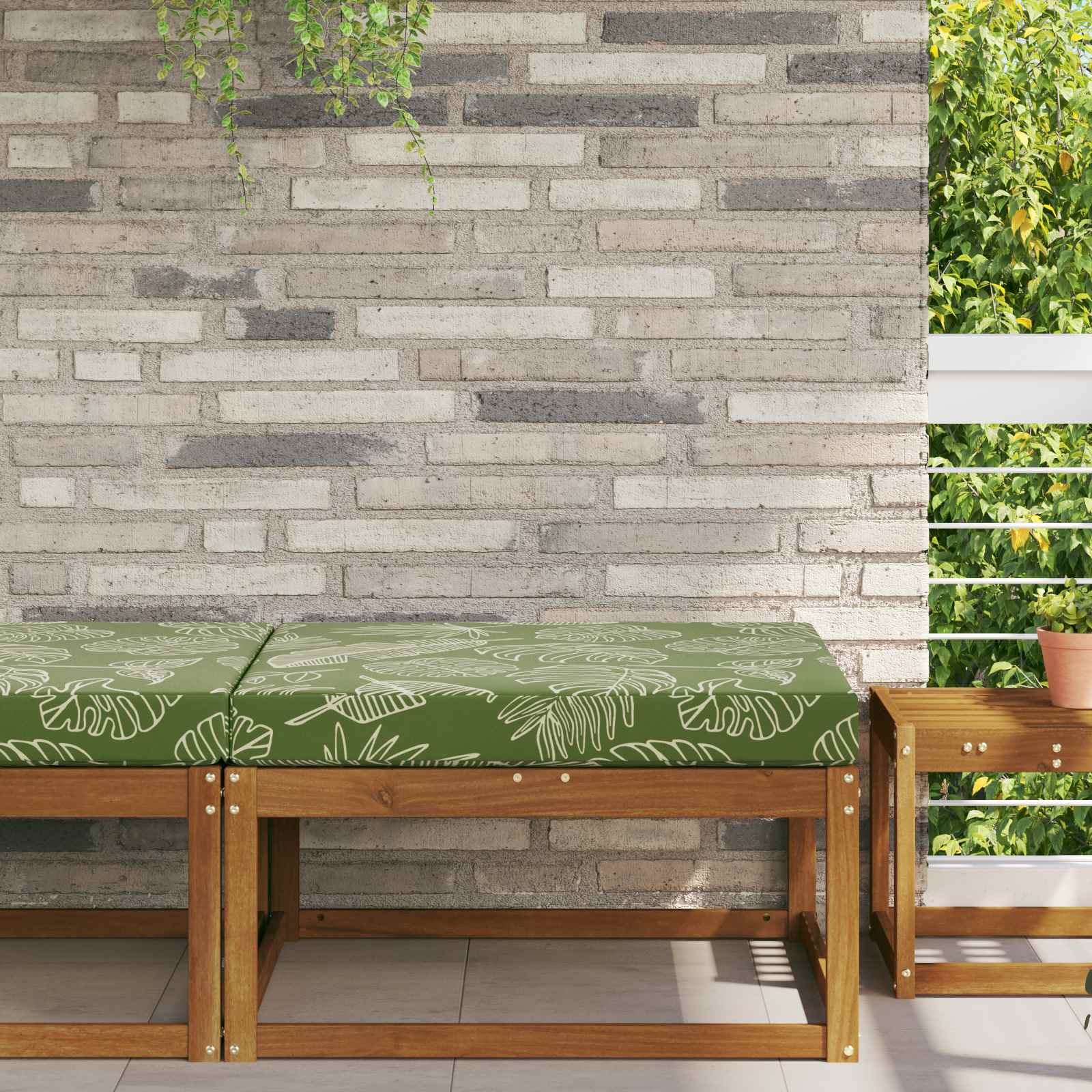 vidaXL Poduszka do sofy na zewnątrz Wzór liścia 80 x 80 x 8 cm