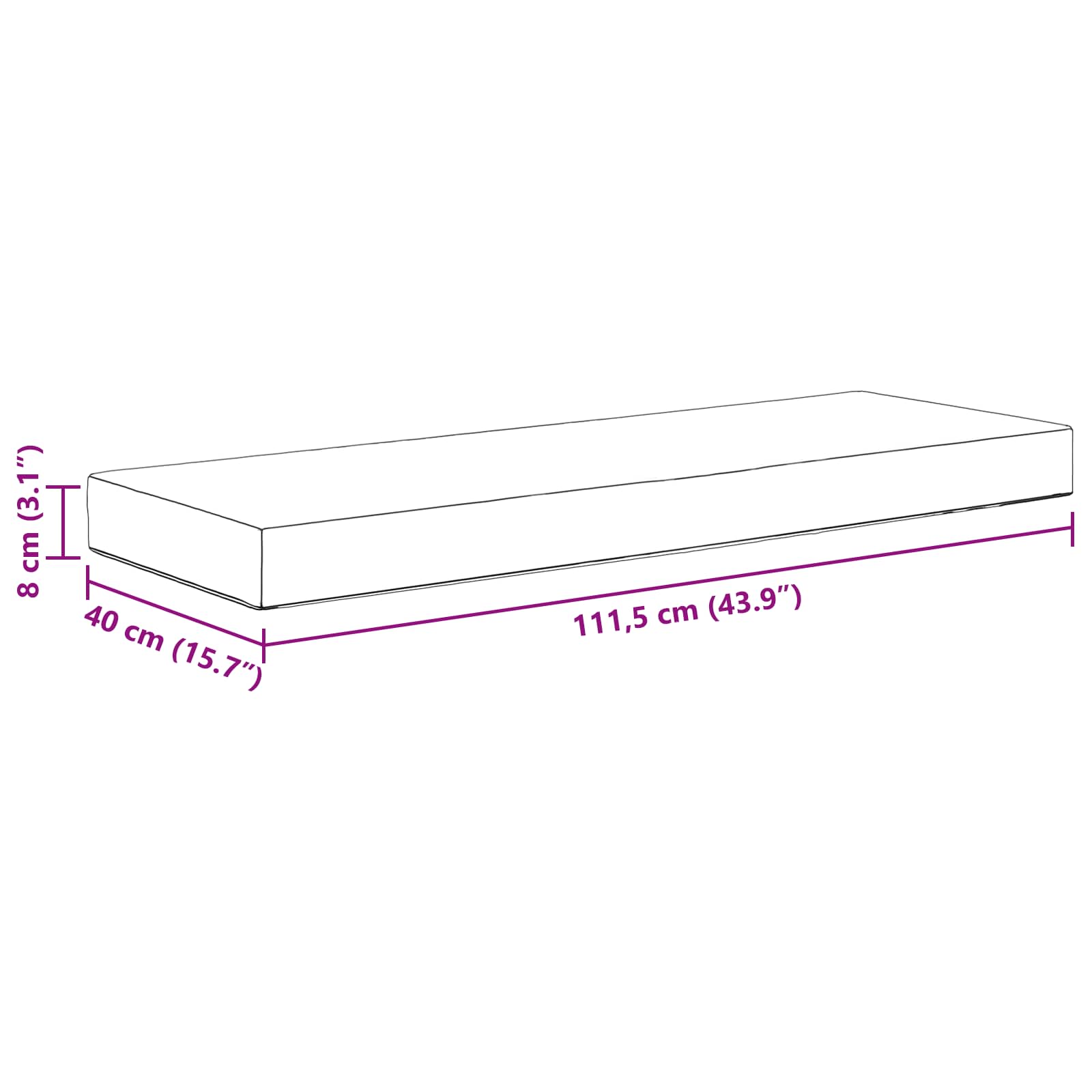 vidaXL Poduszka siedzeniowa na zewnątrz Antracyt 115 x 40 x 8 cm