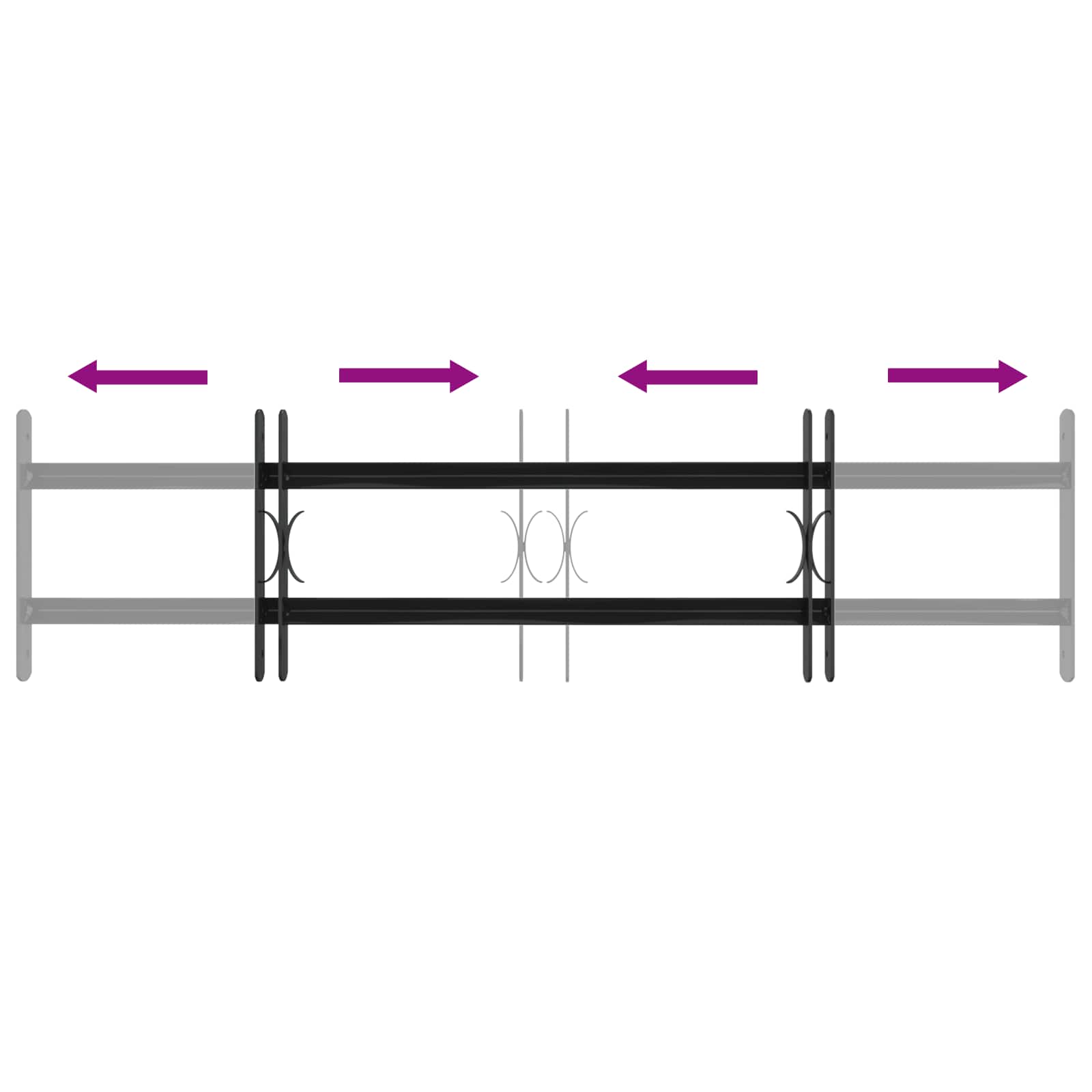 vidaXL Kratka Okienna 115 x 30 cm Stal malowana proszkowo Czarny