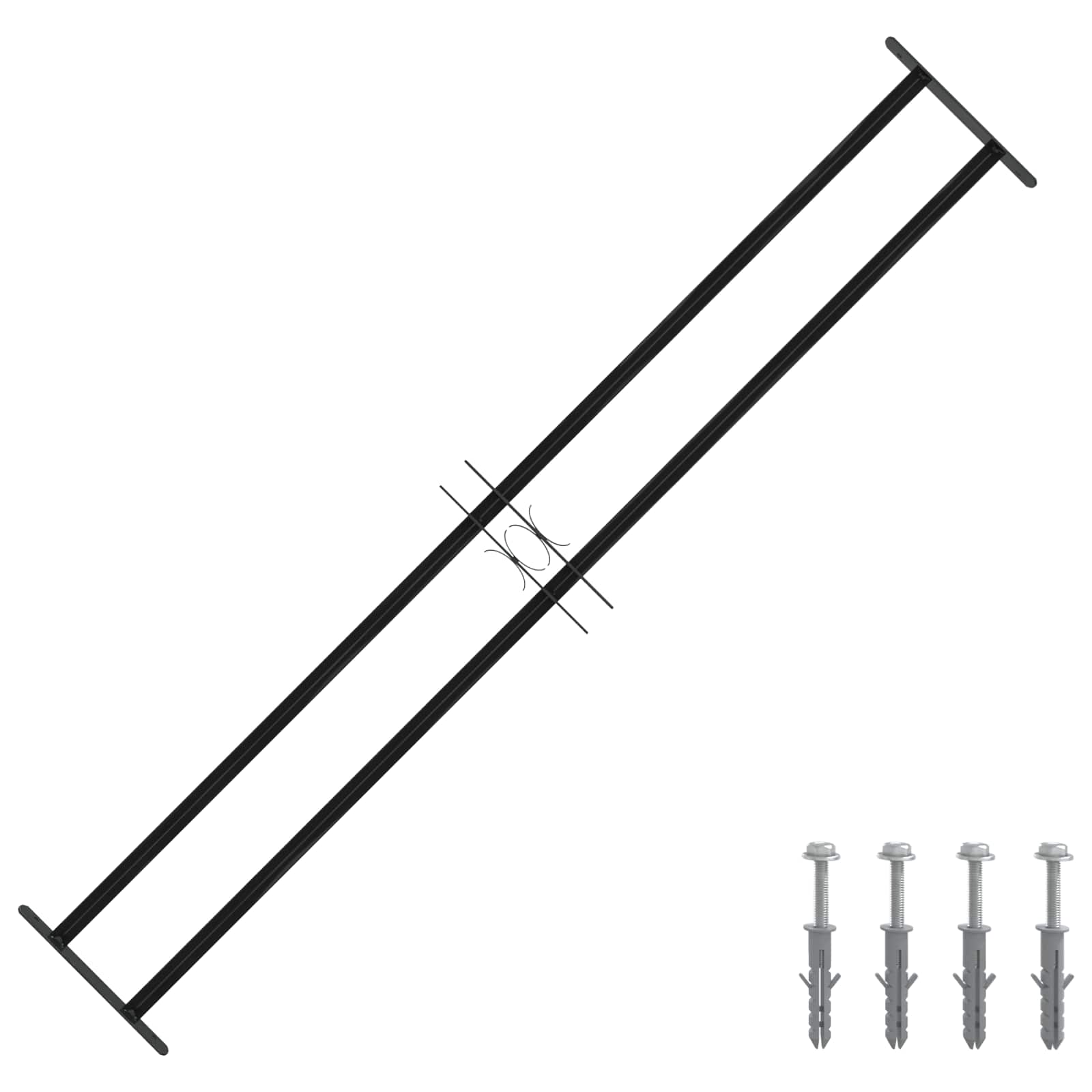 vidaXL Kratka Okienna 176 x 30 cm Stal malowana proszkowo Czarny