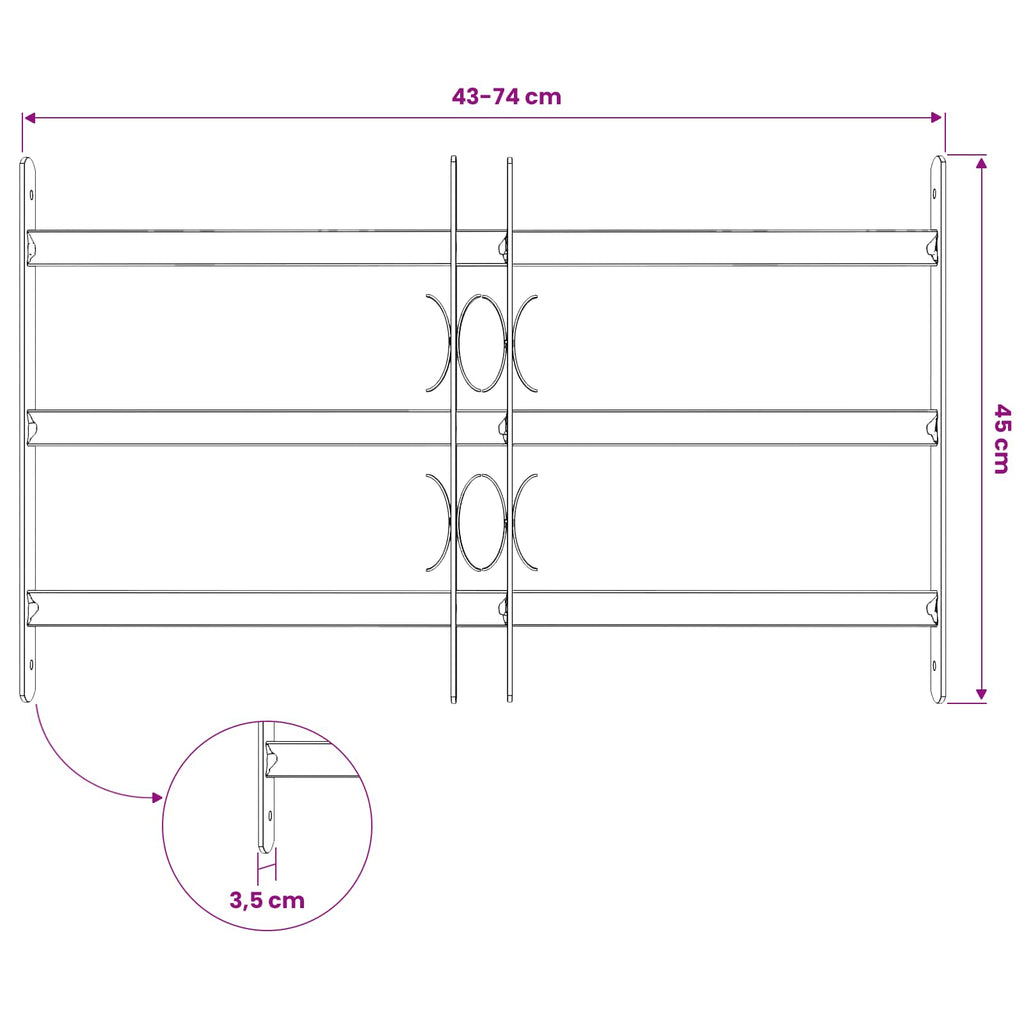 vidaXL Kratka Okienna 75.5 x 45 cm Stal malowana proszkowo Czarny
