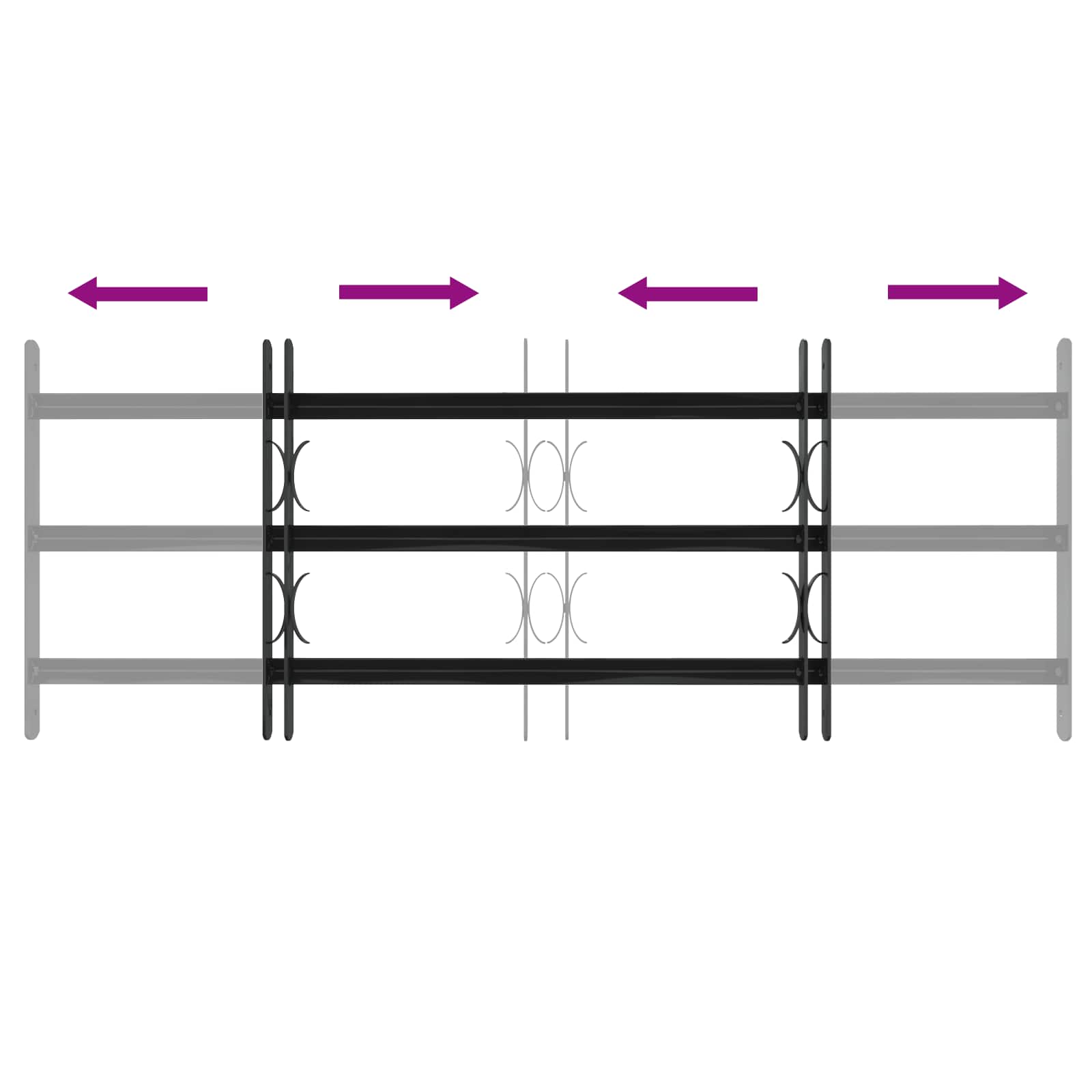 vidaXL Kratka Okienna 116 x 45 cm Stal malowana proszkowo Czarny