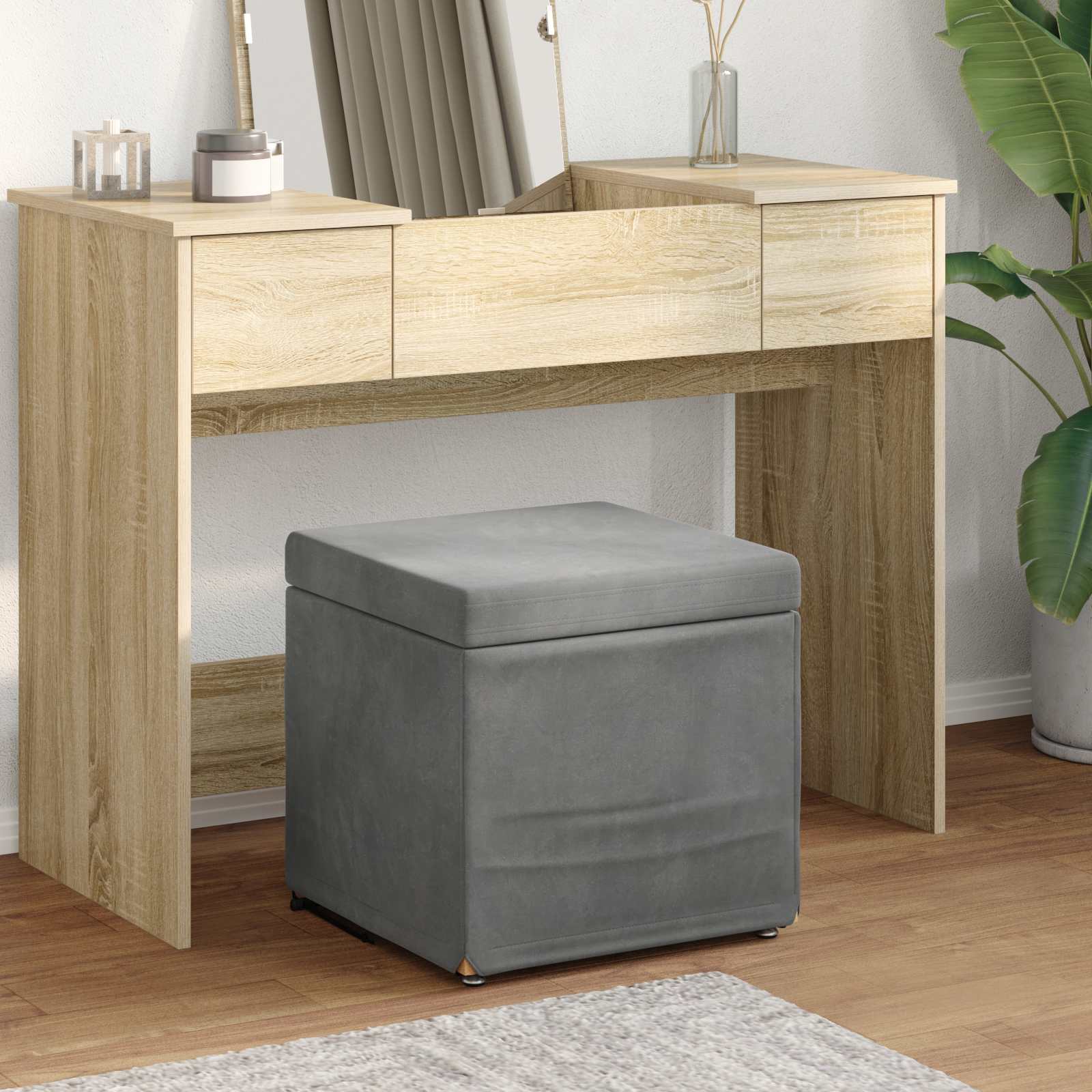vidaXL Halka Ciemnoszary 41 x 41 x 40 cm Welur i drewno inżynieryjne