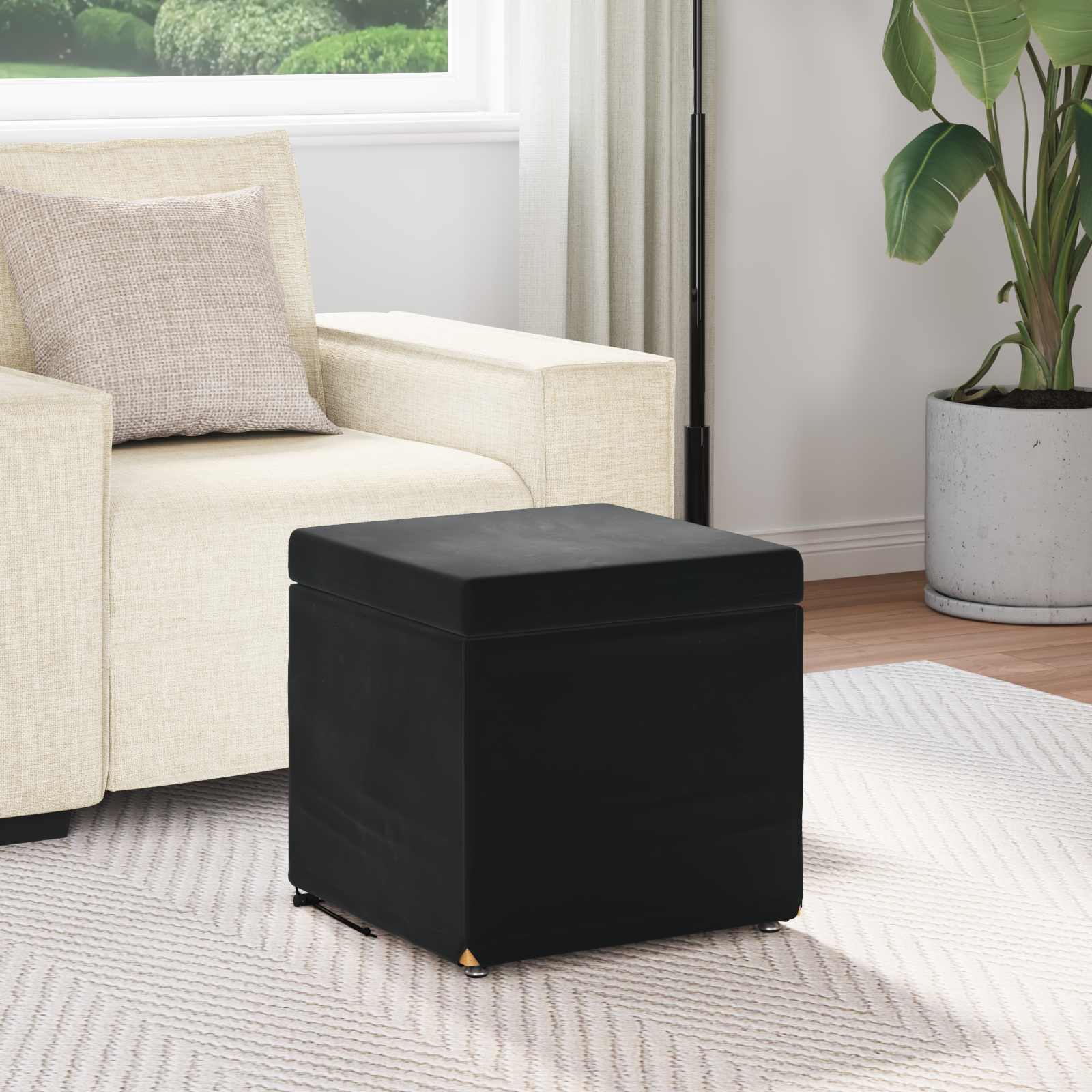 vidaXL Halka Czarny 41 x 41 x 40 cm Welur i drewno inżynieryjne