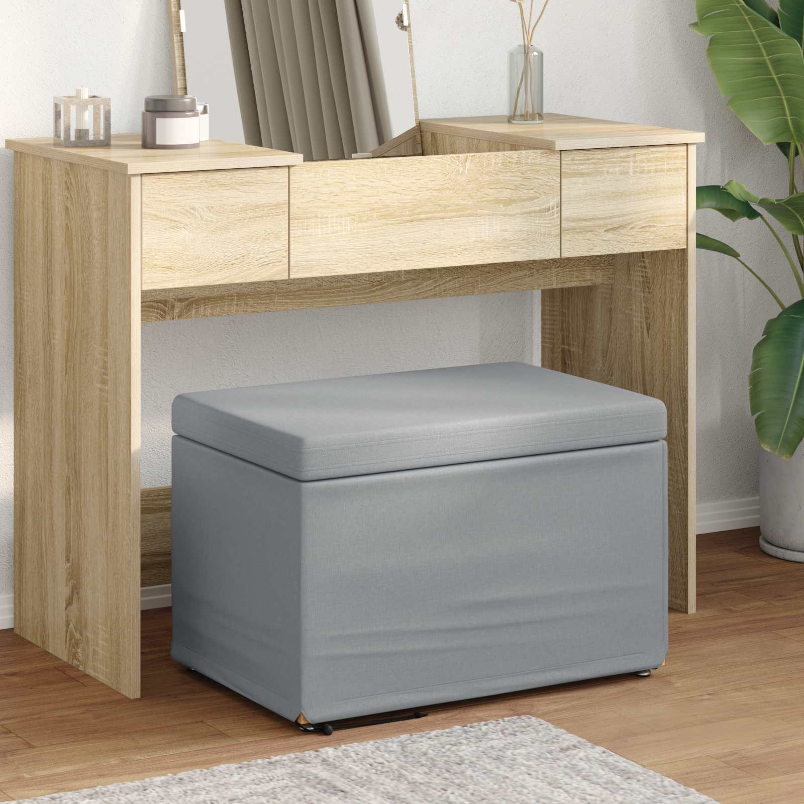 vidaXL Halka Jasnoszary 61 x 41 x 40 cm Tkanina i drewno inżynieryjne