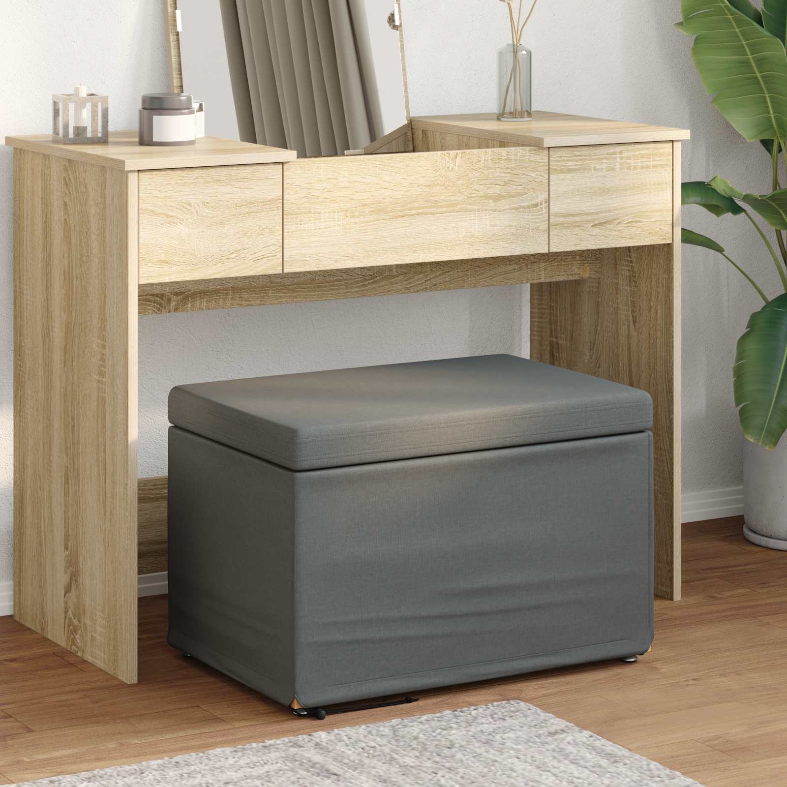 vidaXL Halka Ciemnoszary 61 x 41 x 40 cm Tkanina i drewno inżynieryjne
