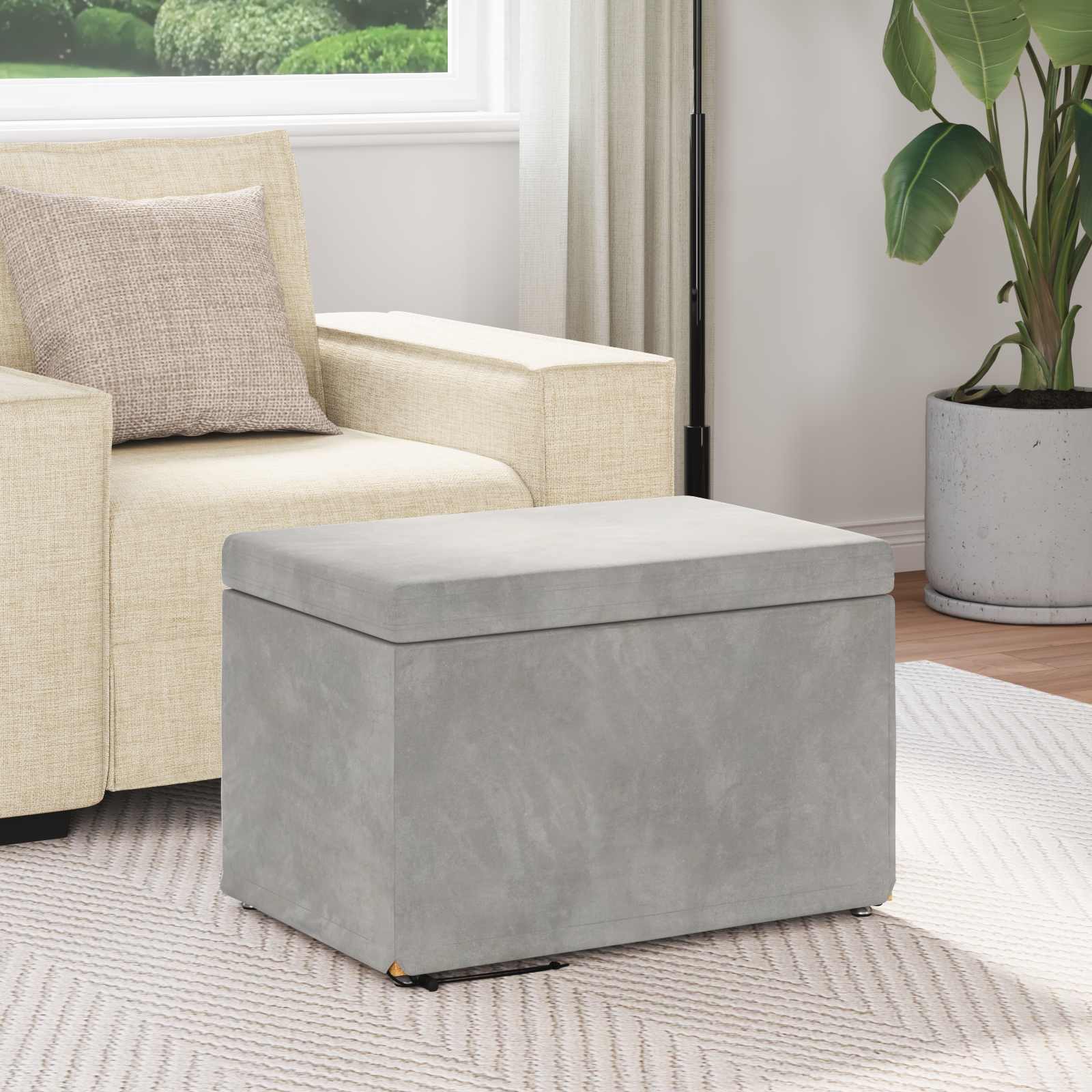 vidaXL Halka Jasnoszary 61 x 41 x 40 cm Welur i drewno inżynieryjne