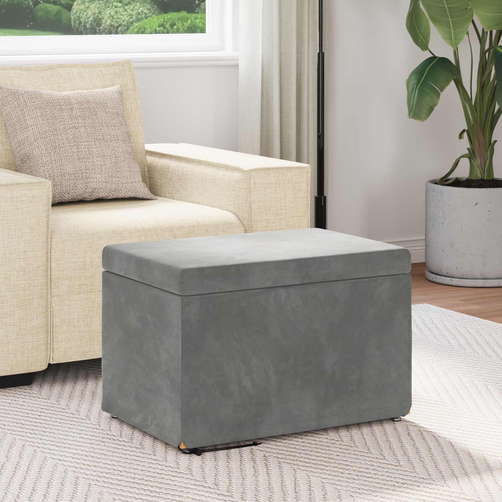 vidaXL Halka Ciemnoszary 61 x 41 x 40 cm Welur i drewno inżynieryjne