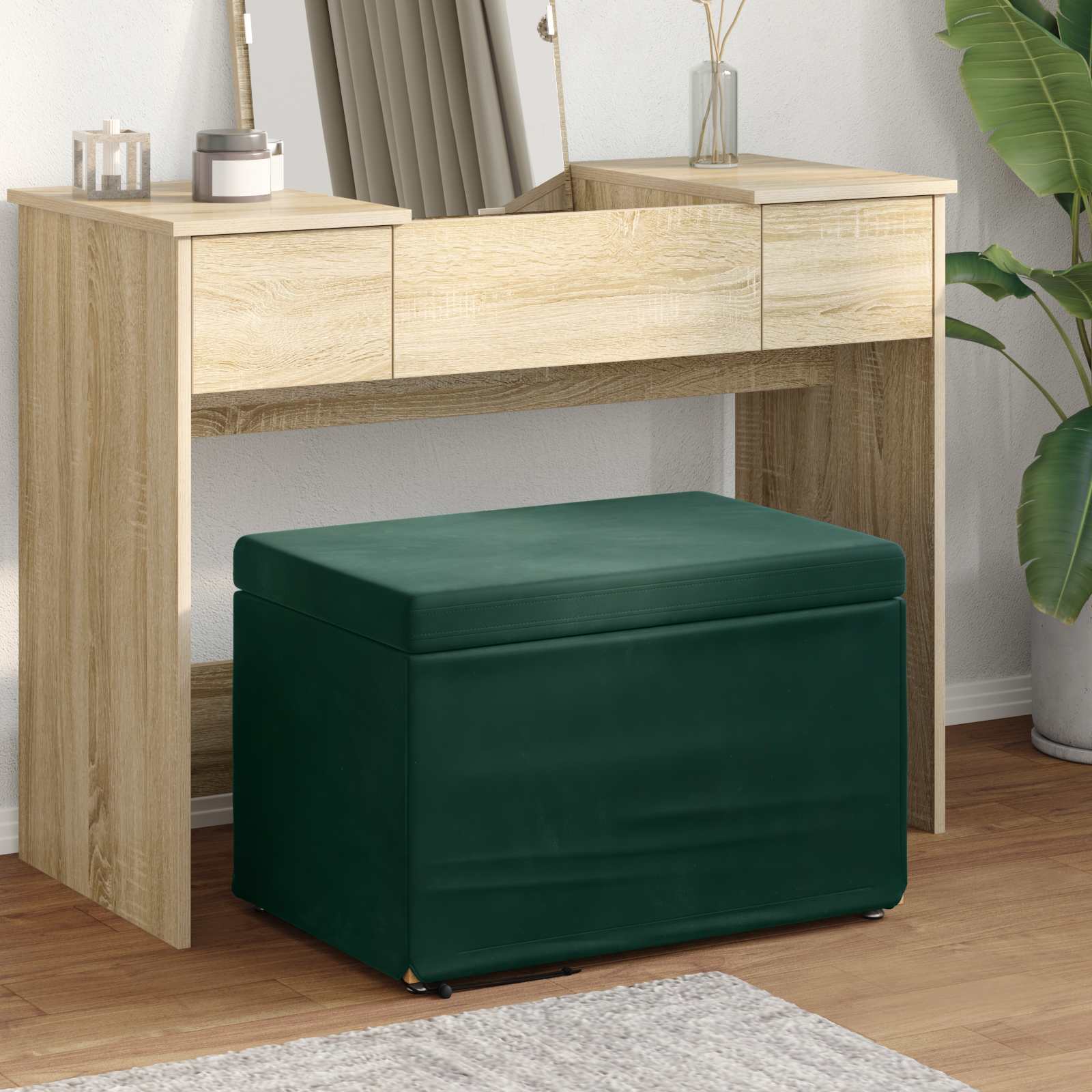 vidaXL Halka Ciemna zieleń 61 x 41 x 40 cm Welur i drewno inżynieryjne