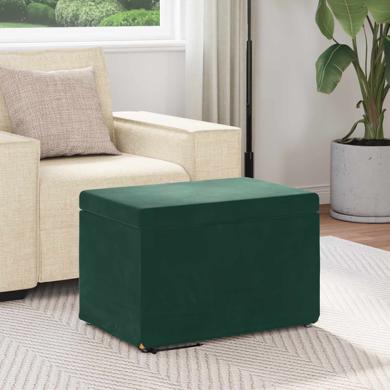 vidaXL Halka Ciemna zieleń 61 x 41 x 40 cm Welur i drewno inżynieryjne