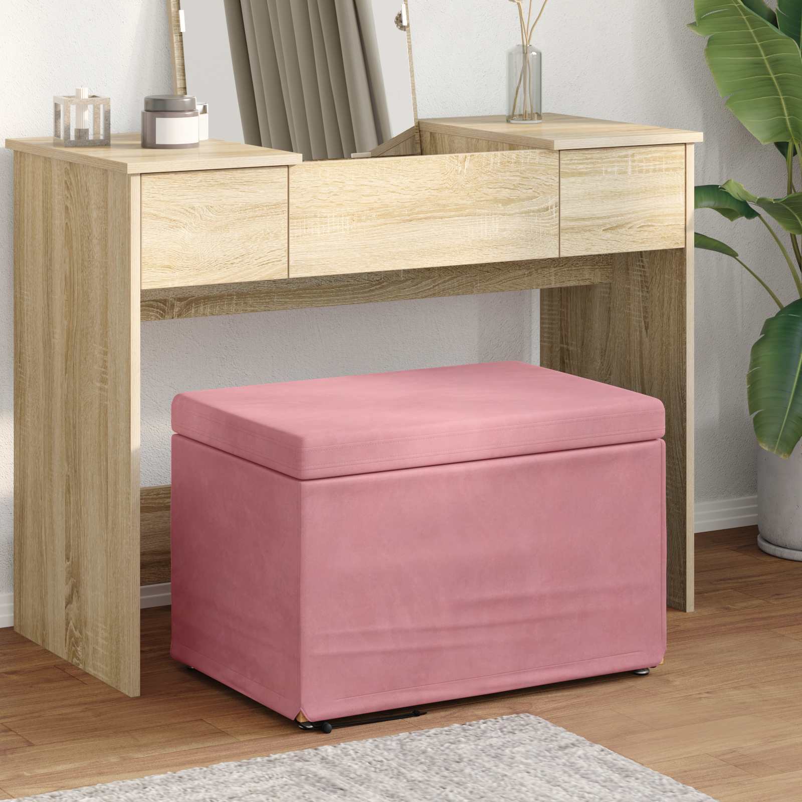 vidaXL Halka Różowy 61 x 41 x 40 cm Welur i drewno inżynieryjne