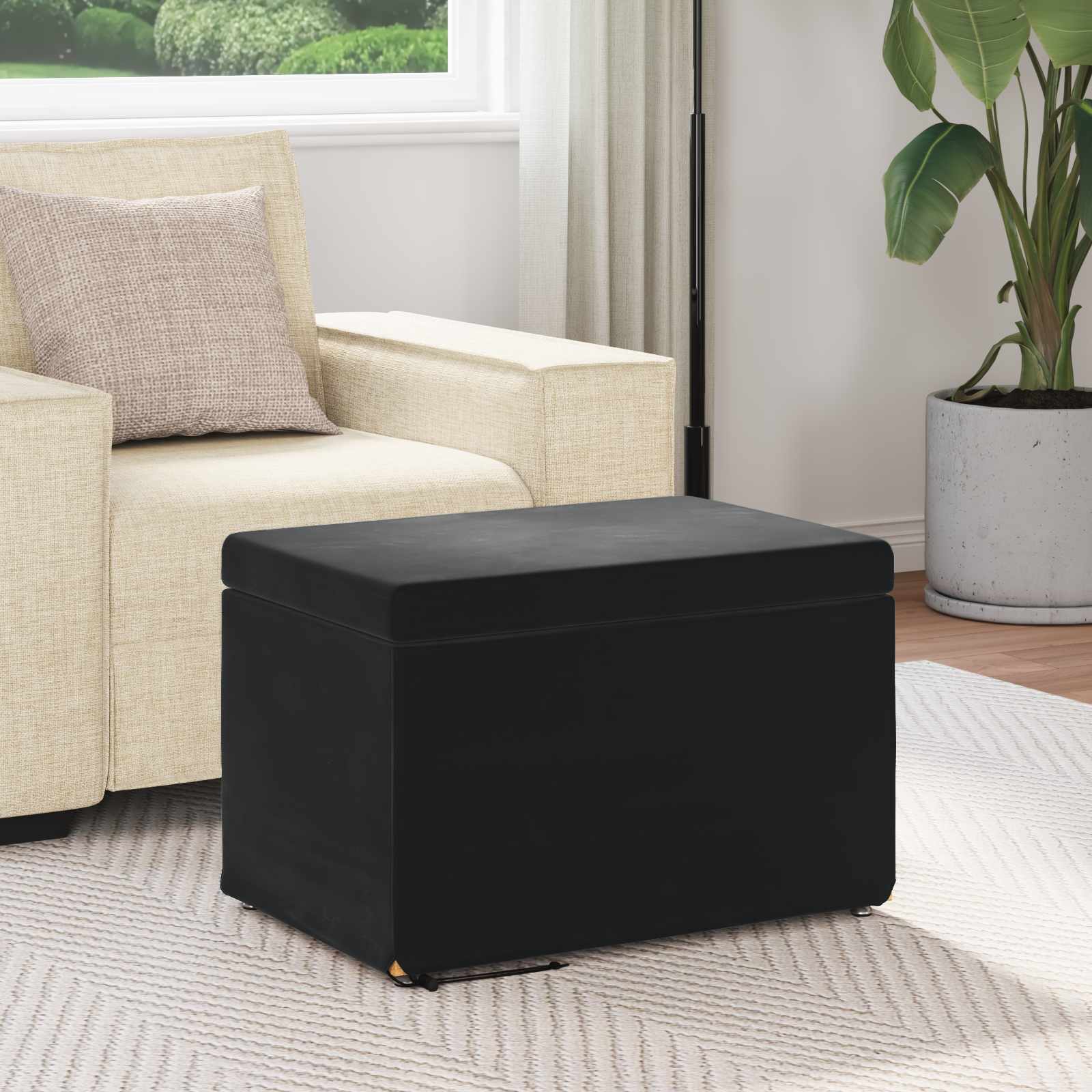 vidaXL Halka Czarny 61 x 41 x 40 cm Welur i drewno inżynieryjne