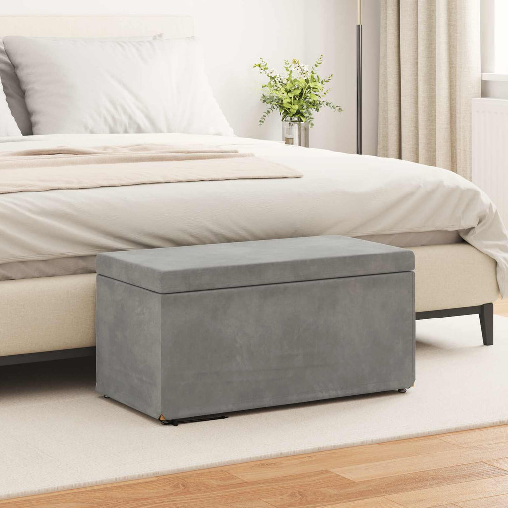 vidaXL Halka Jasnoszary 81 x 41 x 40 cm Welur i drewno inżynieryjne