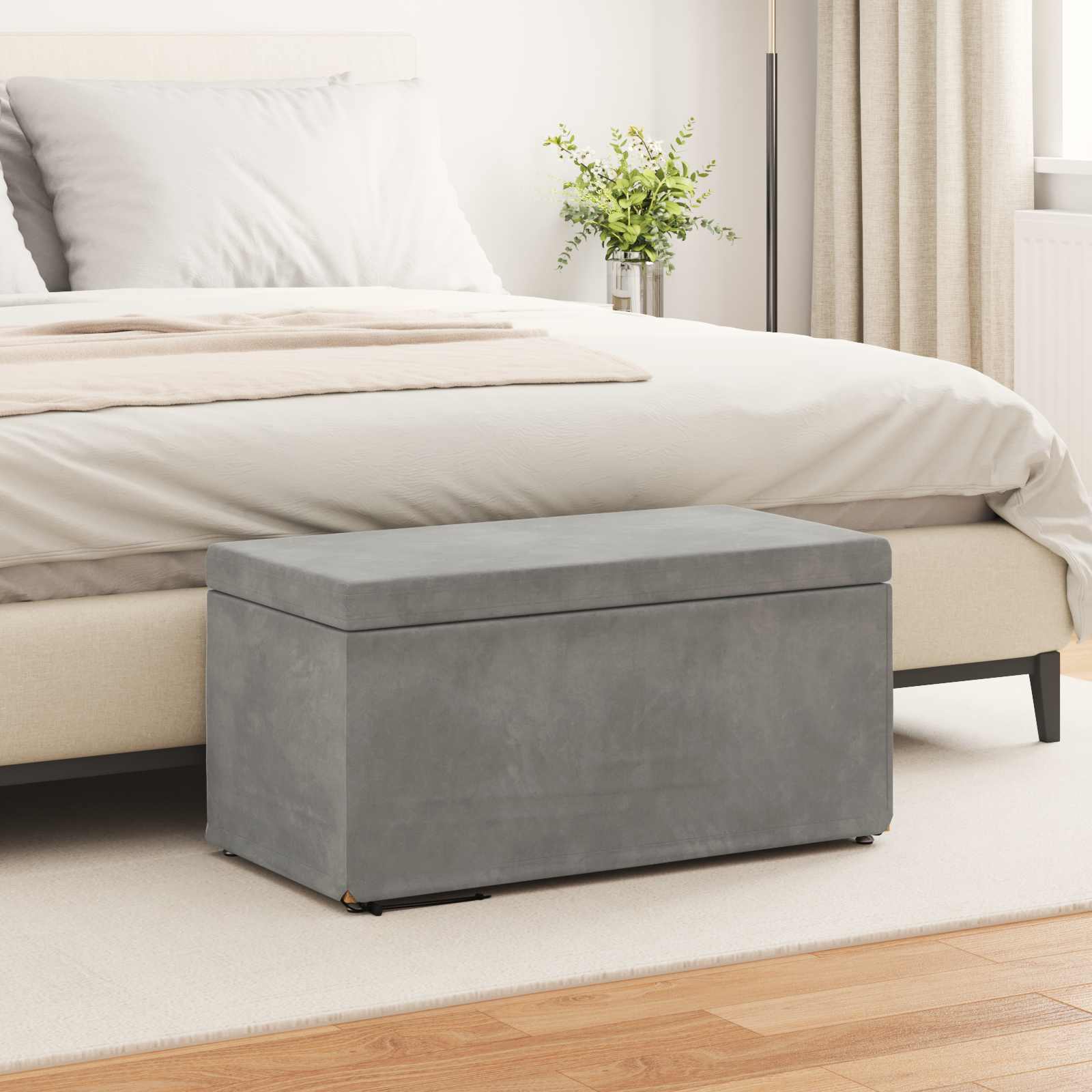 vidaXL Halka Jasnoszary 81 x 41 x 40 cm Welur i drewno inżynieryjne