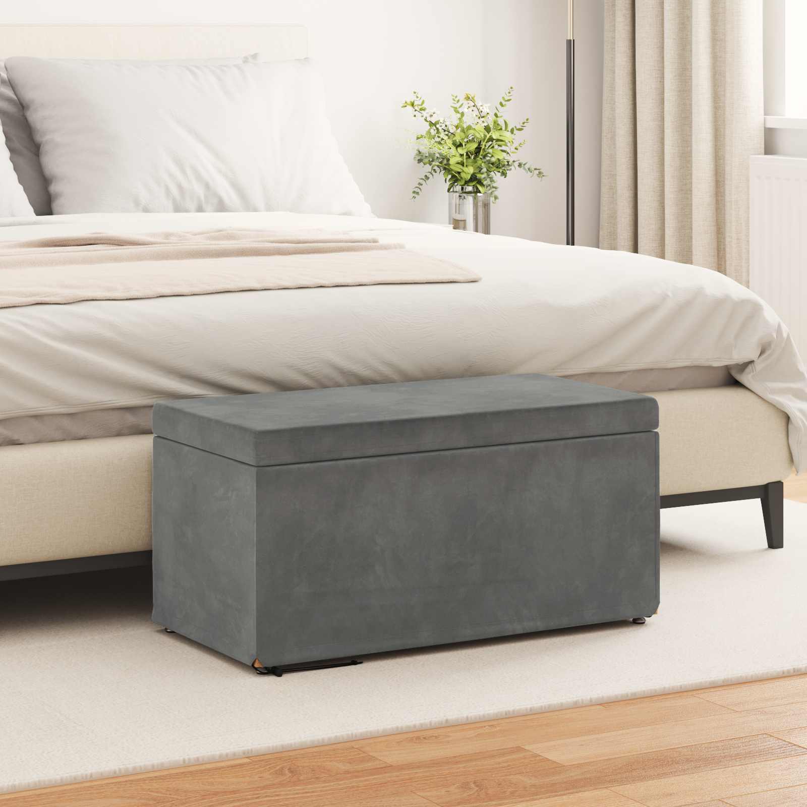 vidaXL Halka Ciemnoszary 81 x 41 x 40 cm Welur i drewno inżynieryjne