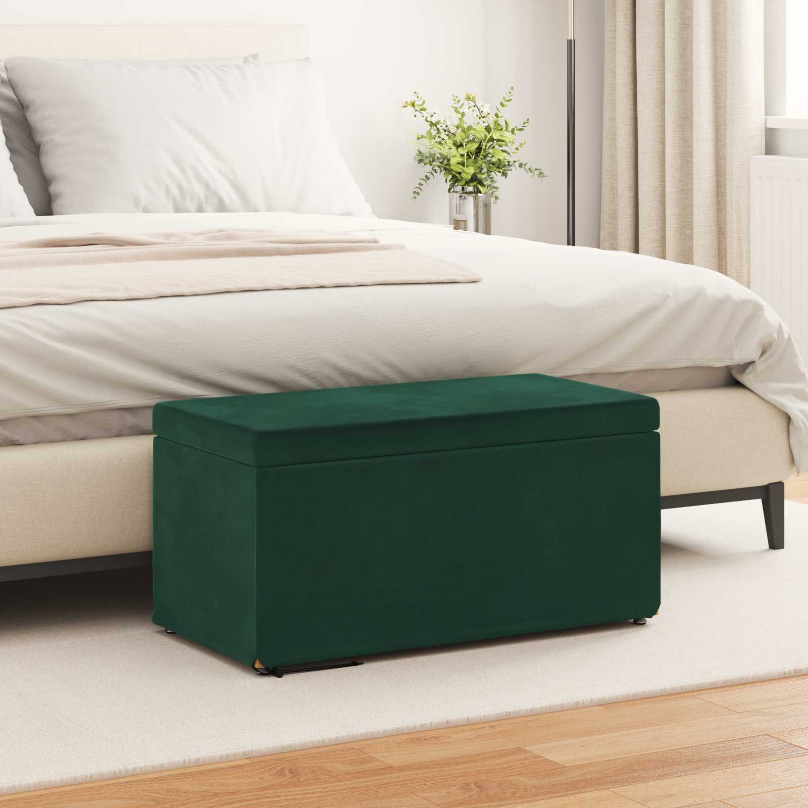 vidaXL Halka Ciemna zieleń 81 x 41 x 40 cm Welur i drewno inżynieryjne