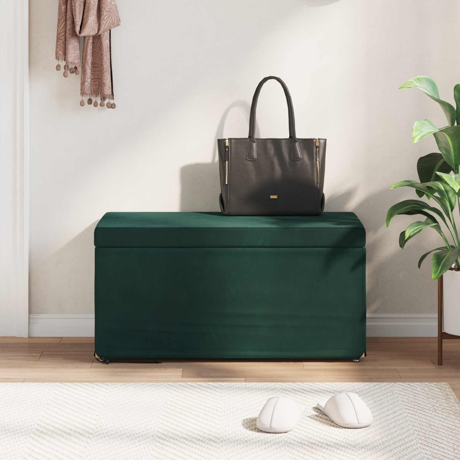vidaXL Halka Ciemna zieleń 81 x 41 x 40 cm Welur i drewno inżynieryjne