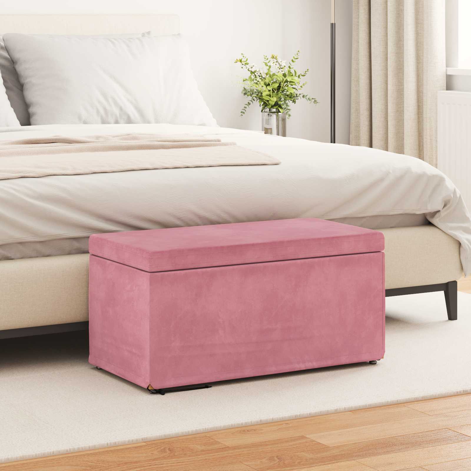 vidaXL Halka Różowy 81 x 41 x 40 cm Welur i drewno inżynieryjne