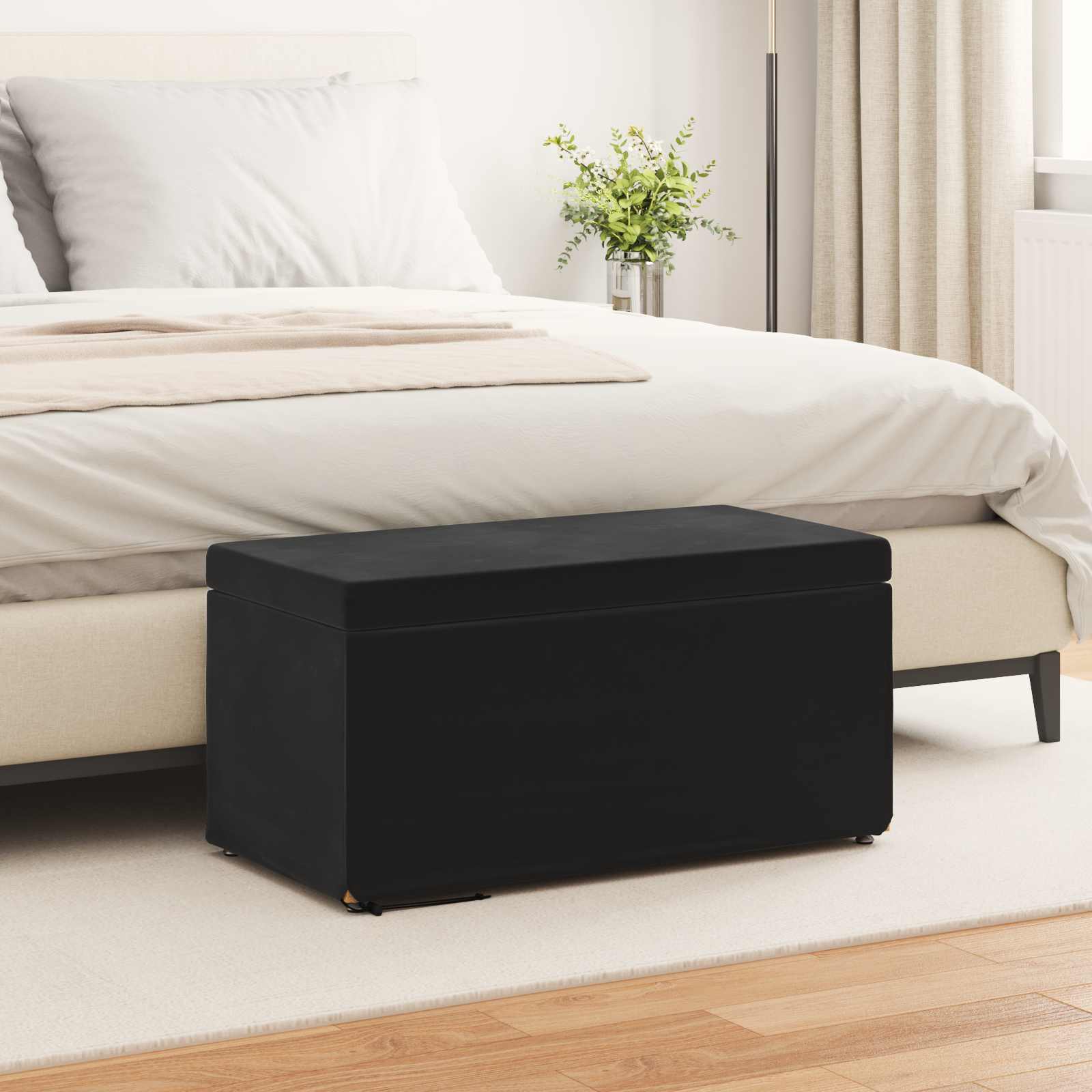 vidaXL Halka Czarny 81 x 41 x 40 cm Welur i drewno inżynieryjne