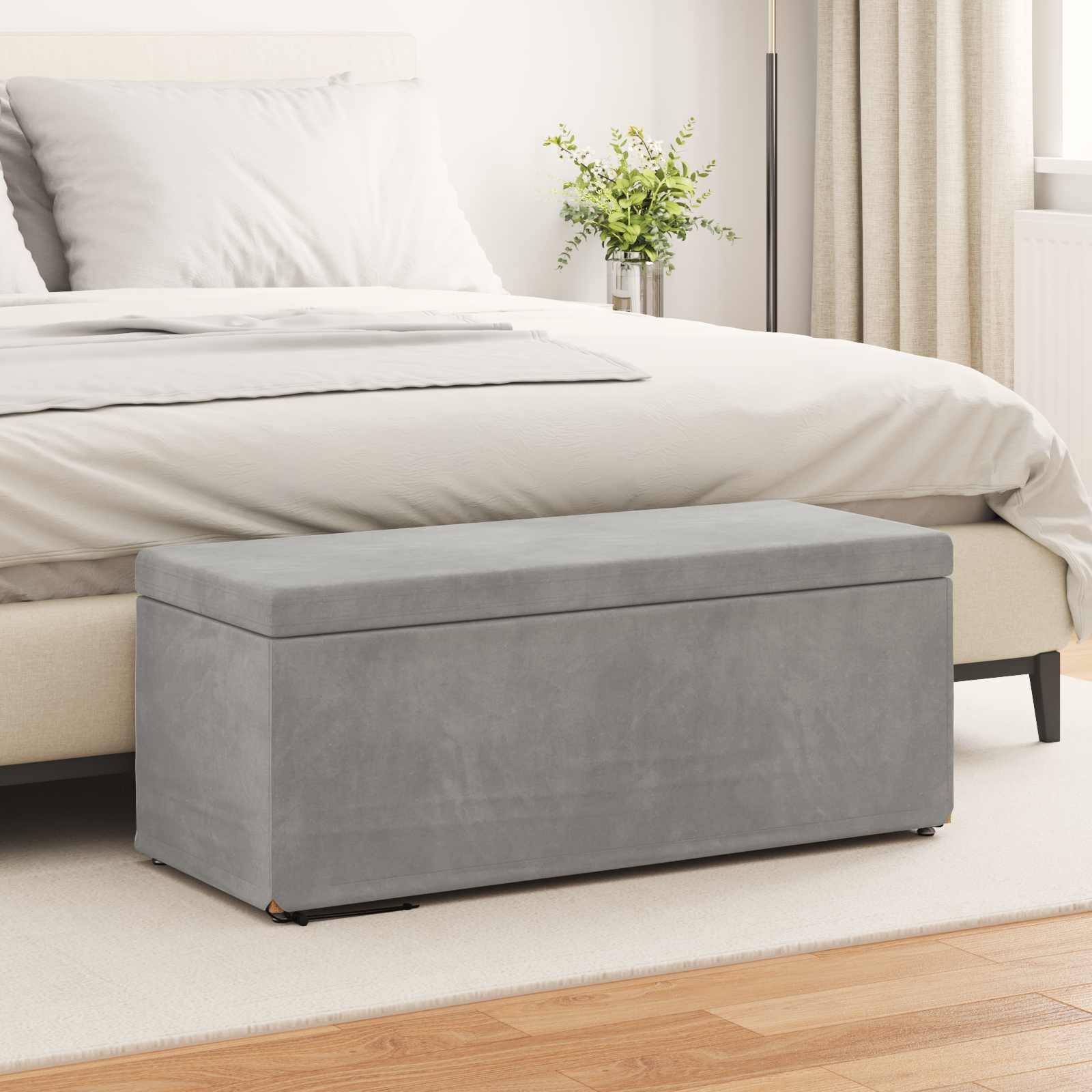 vidaXL Halka Jasnoszary 101 x 41 x 40 cm Welur i drewno inżynieryjne