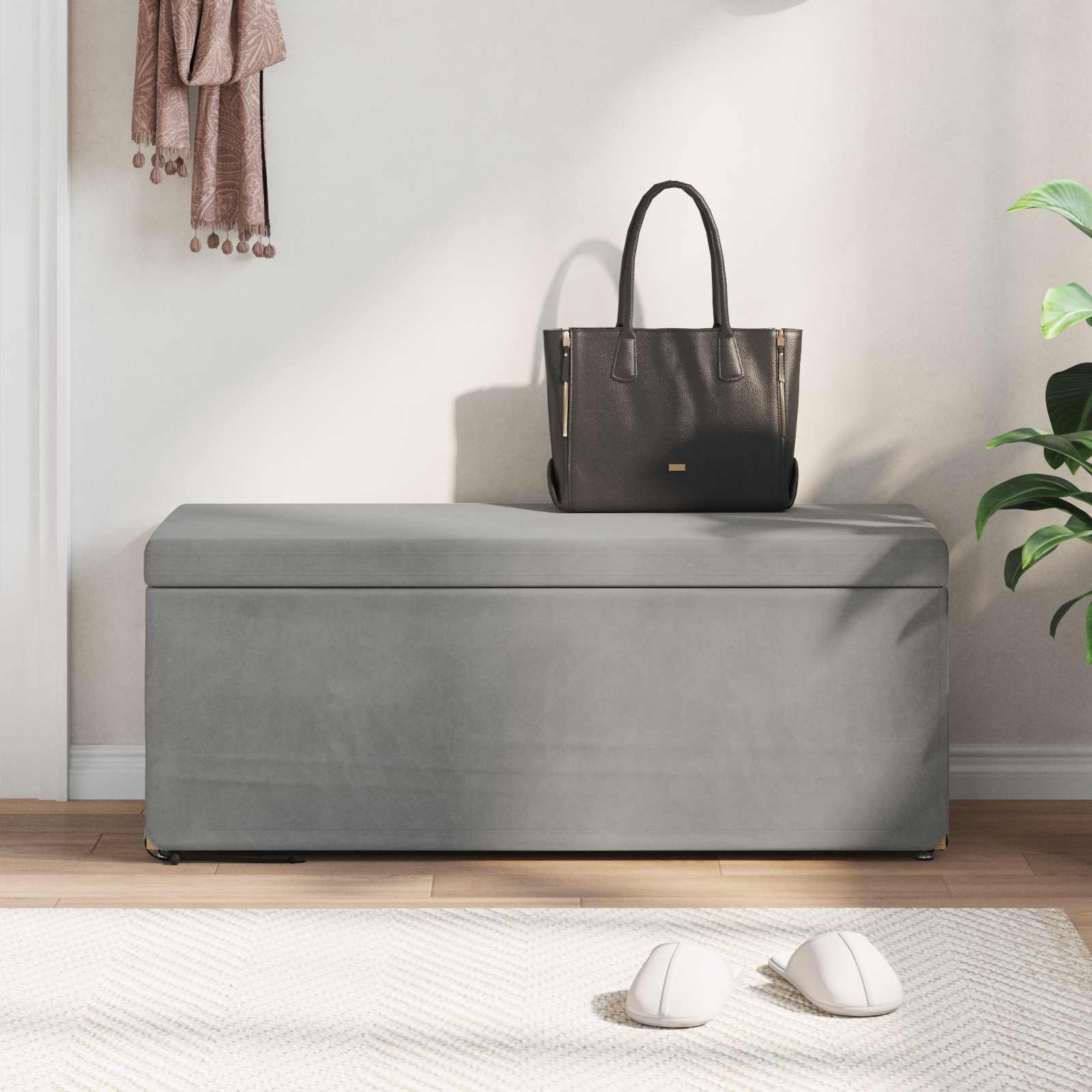 vidaXL Halka Jasnoszary 101 x 41 x 40 cm Welur i drewno inżynieryjne
