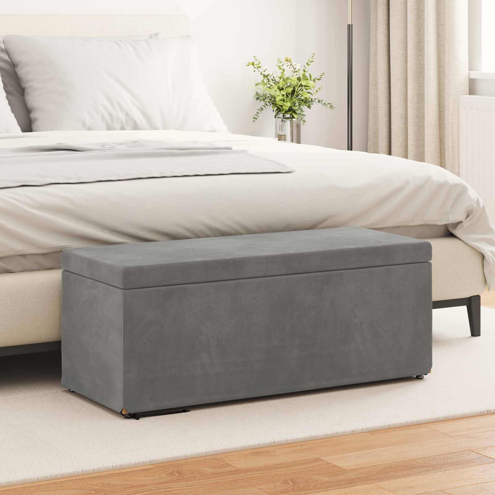 vidaXL Halka Ciemnoszary 101 x 41 x 40 cm Welur i drewno inżynieryjne