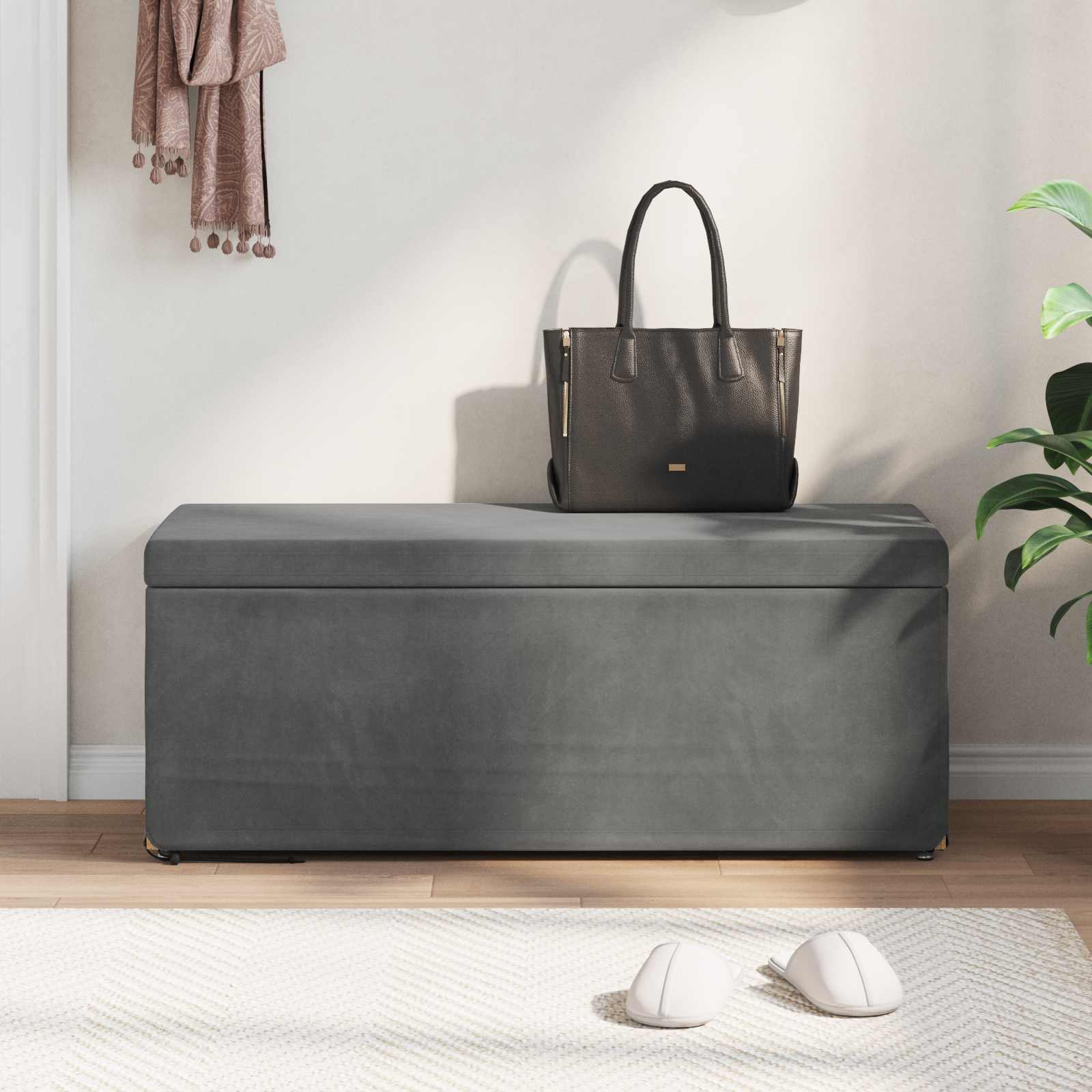 vidaXL Halka Ciemnoszary 101 x 41 x 40 cm Welur i drewno inżynieryjne