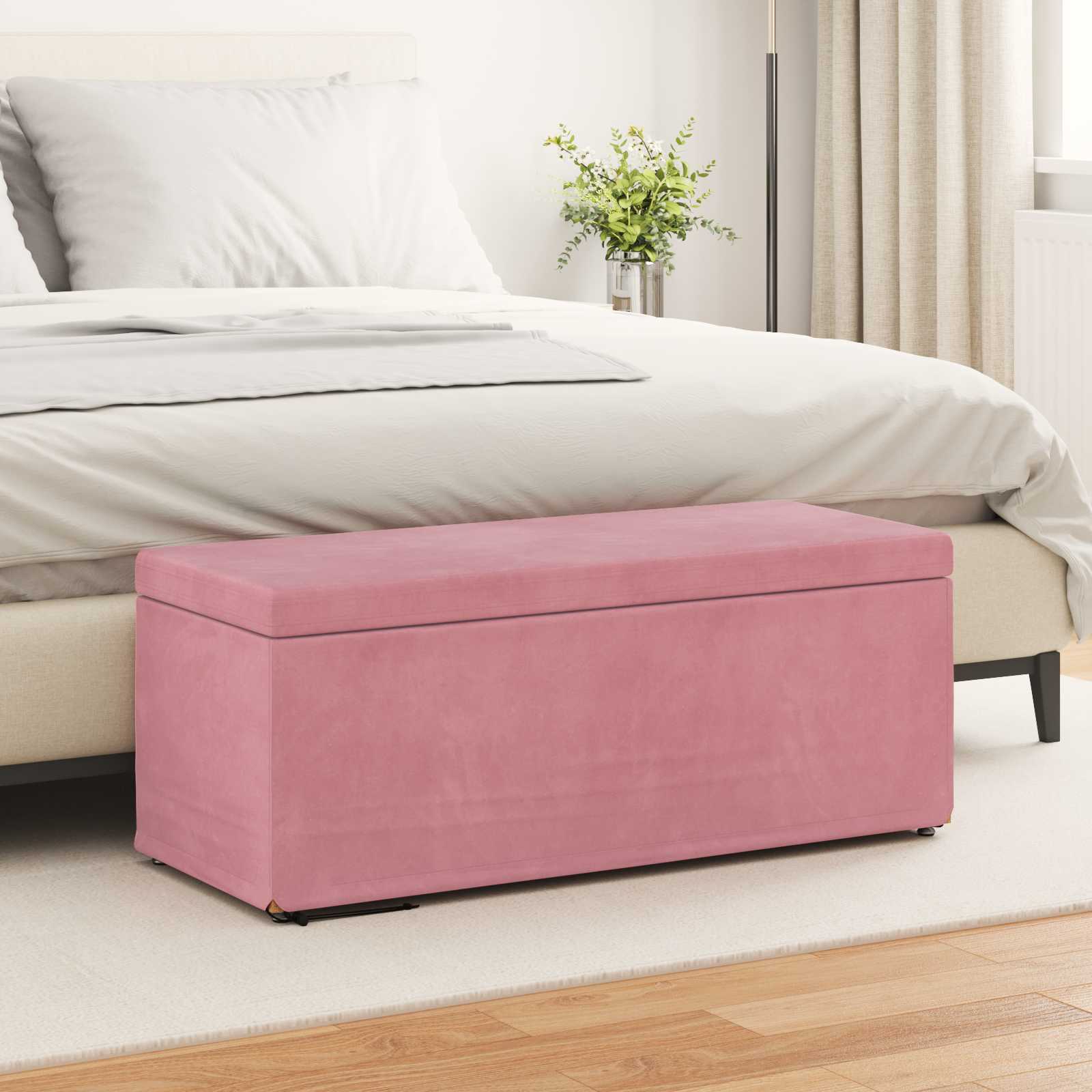 vidaXL Halka Różowy 101 x 41 x 40 cm Welur i drewno inżynieryjne