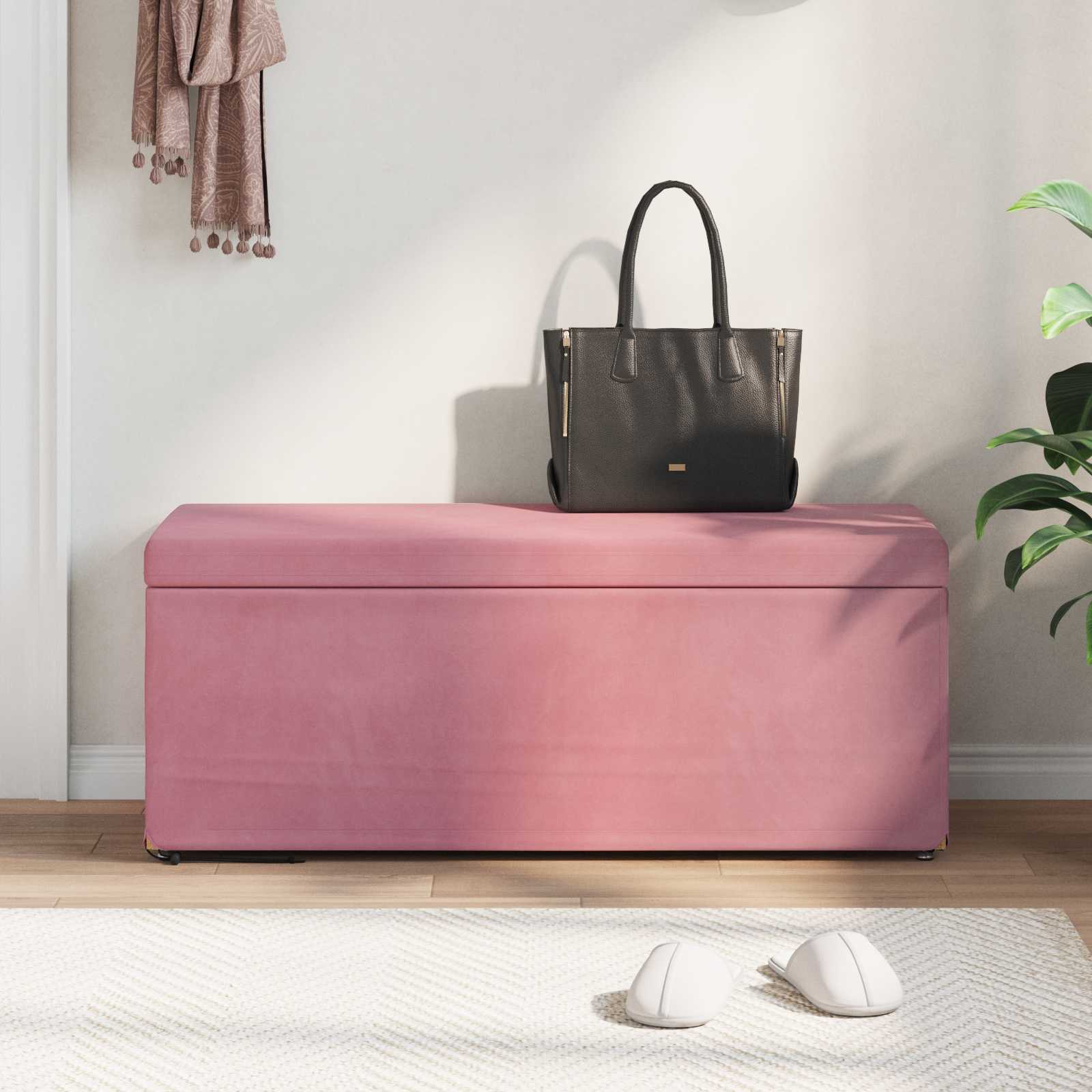 vidaXL Halka Różowy 101 x 41 x 40 cm Welur i drewno inżynieryjne