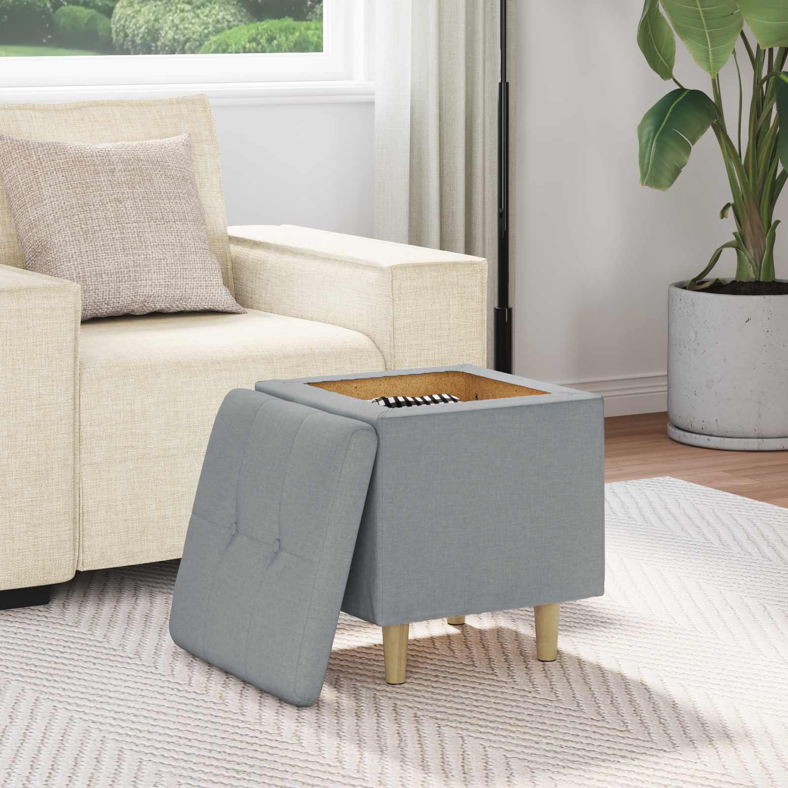 vidaXL Ottoman z przechowalnią Jasnoszary 40 x 40 x 45 cm tkanina