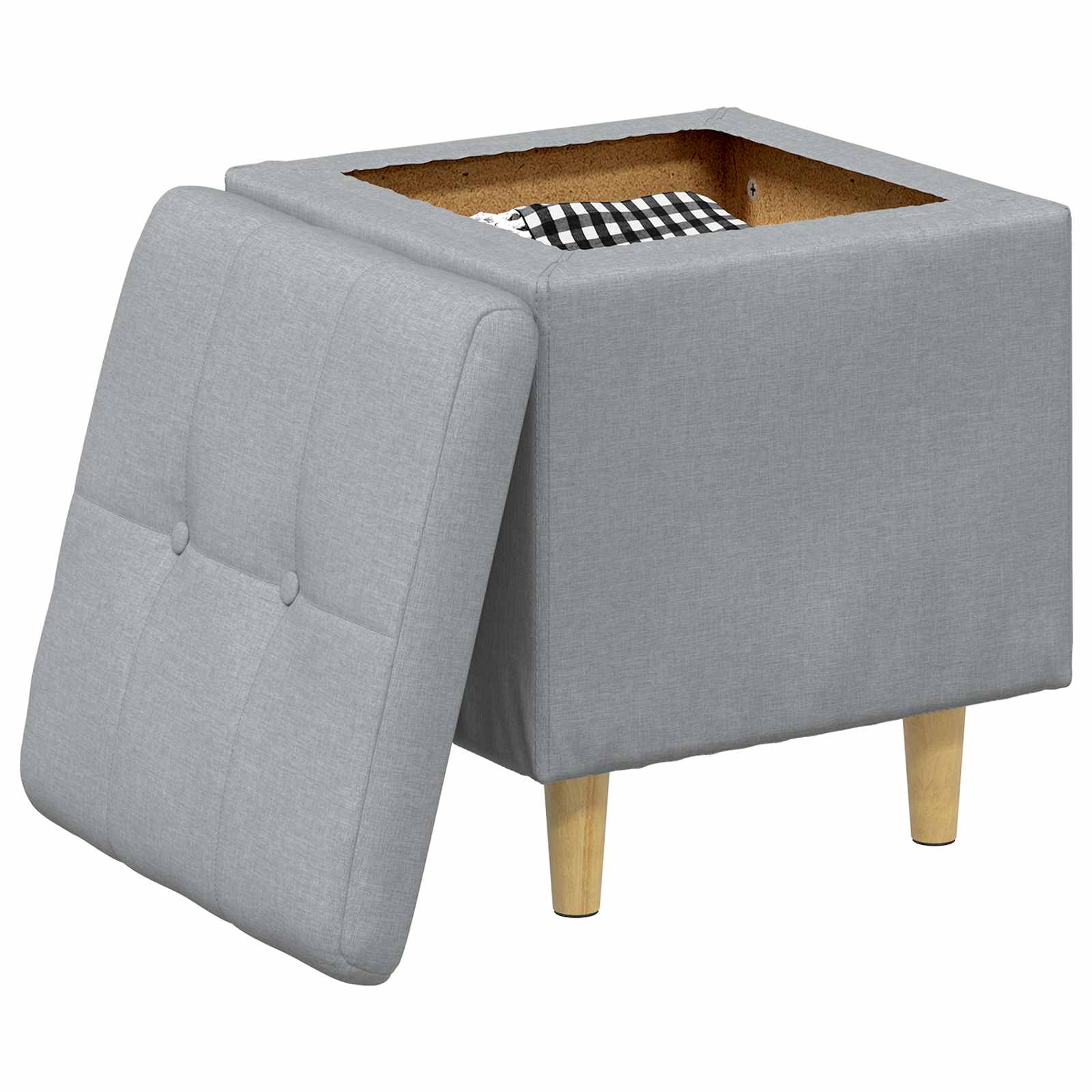 vidaXL Ottoman z przechowalnią Jasnoszary 40 x 40 x 45 cm tkanina