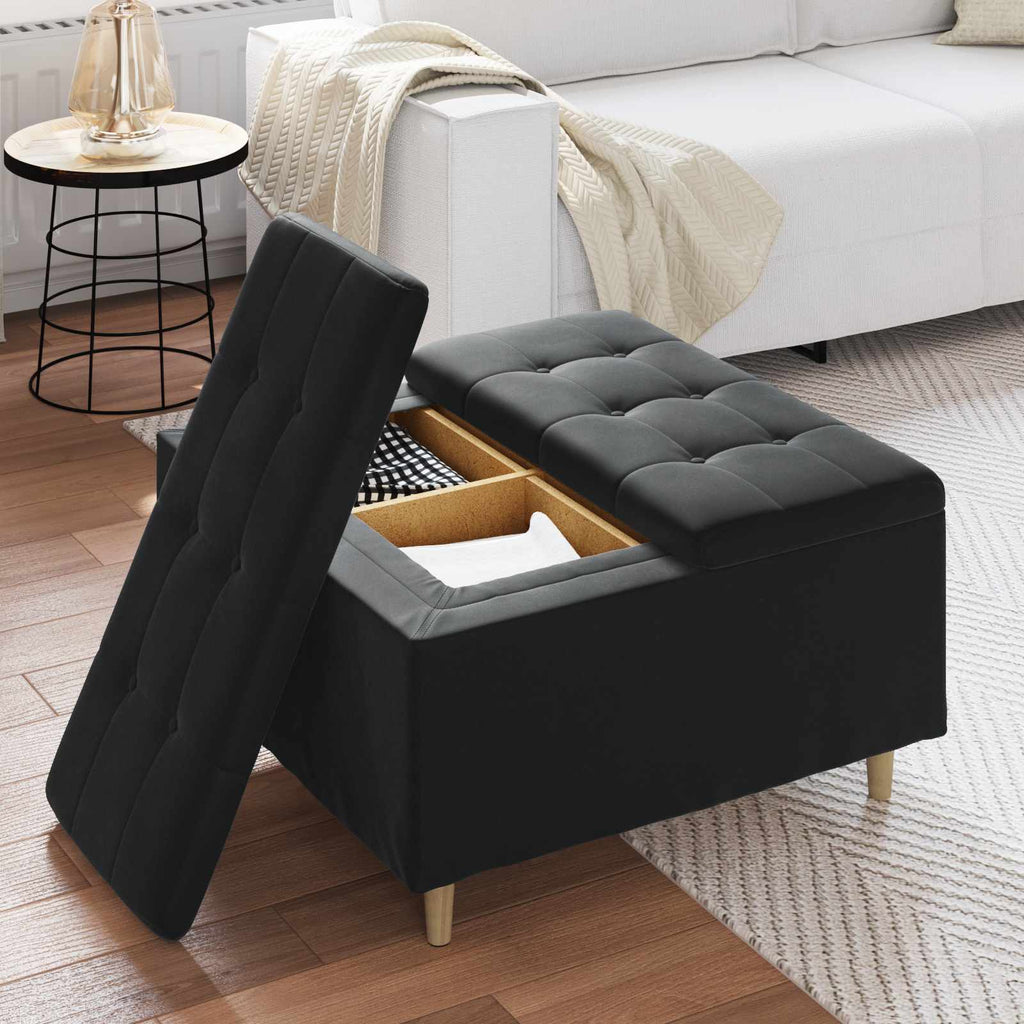 vidaXL Otoman z miejscem na przechowywanie z poduszką Czarny Aksamit