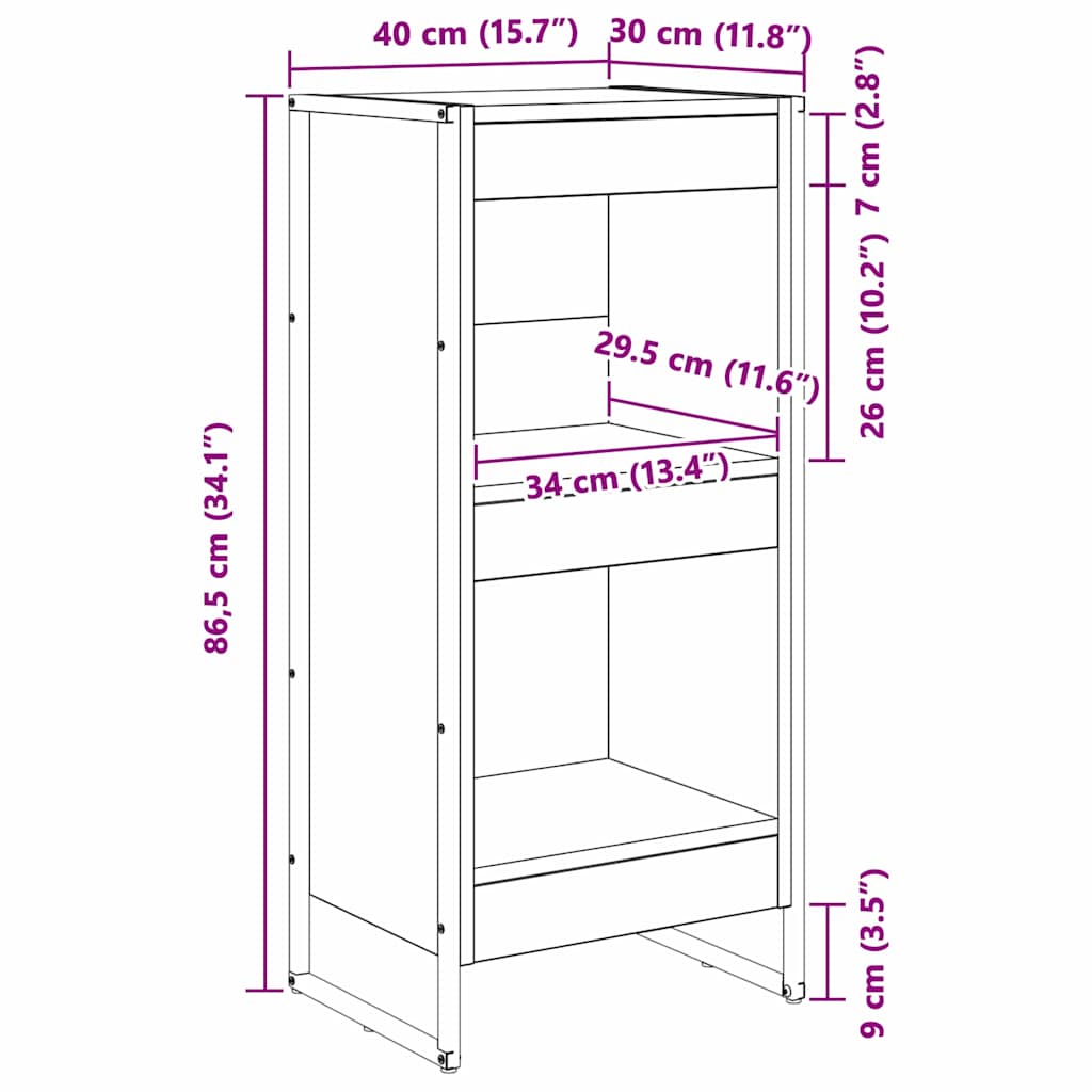 vidaXL Szafka na książki Stare drewno 40 x 30 x 86,5 cm