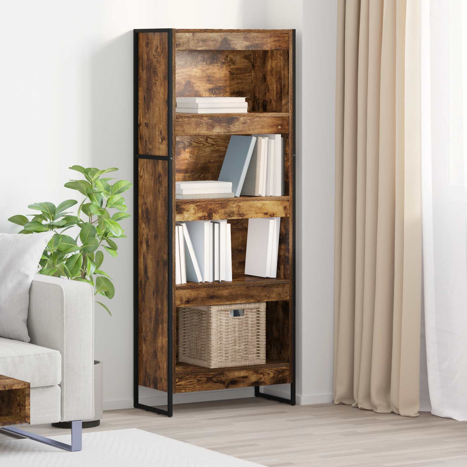 vidaXL Szafka na książki Dąb dymny 60 x 30 x 155 cm