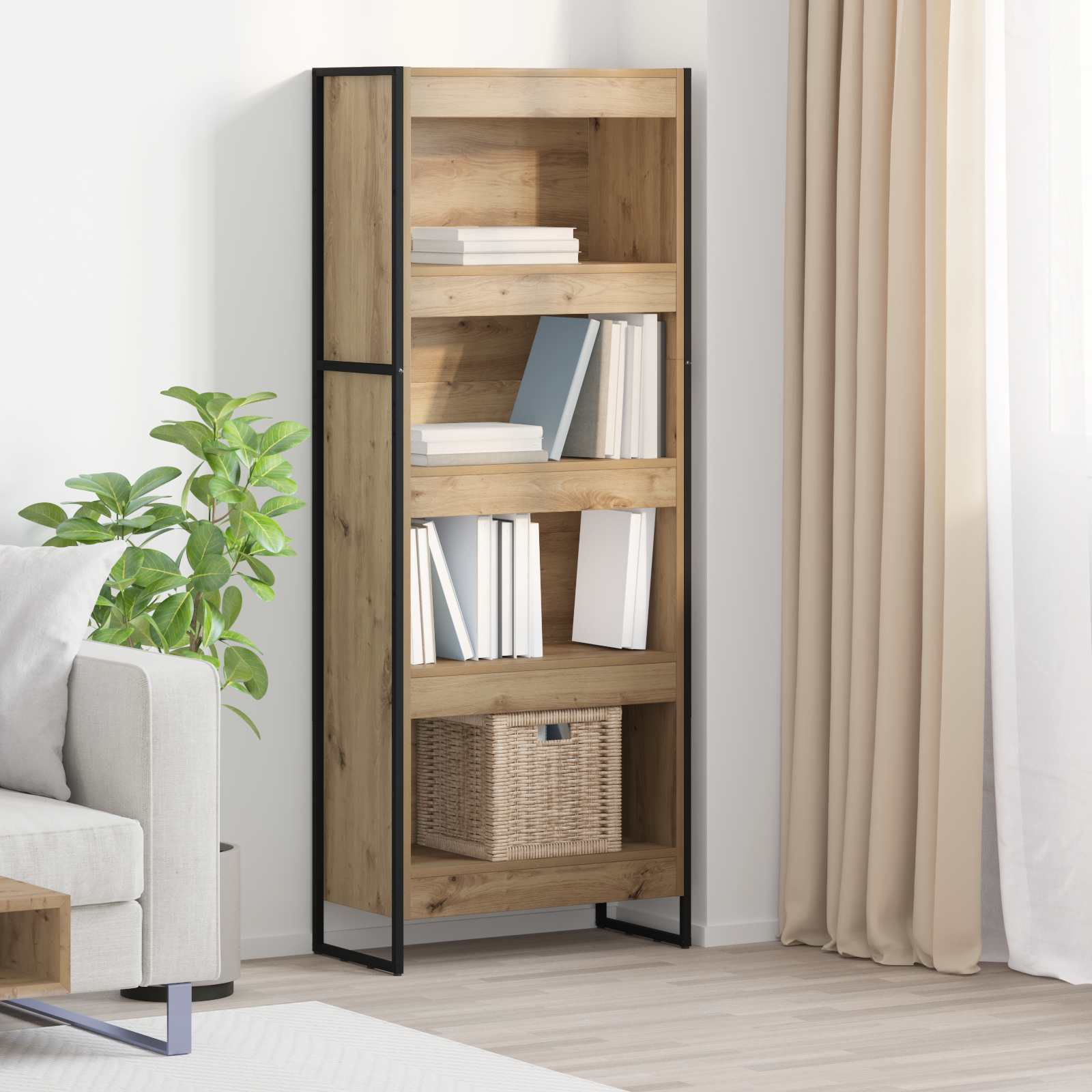 vidaXL Szafka na książki Dąb rzemieślniczy 60 x 30 x 155 cm