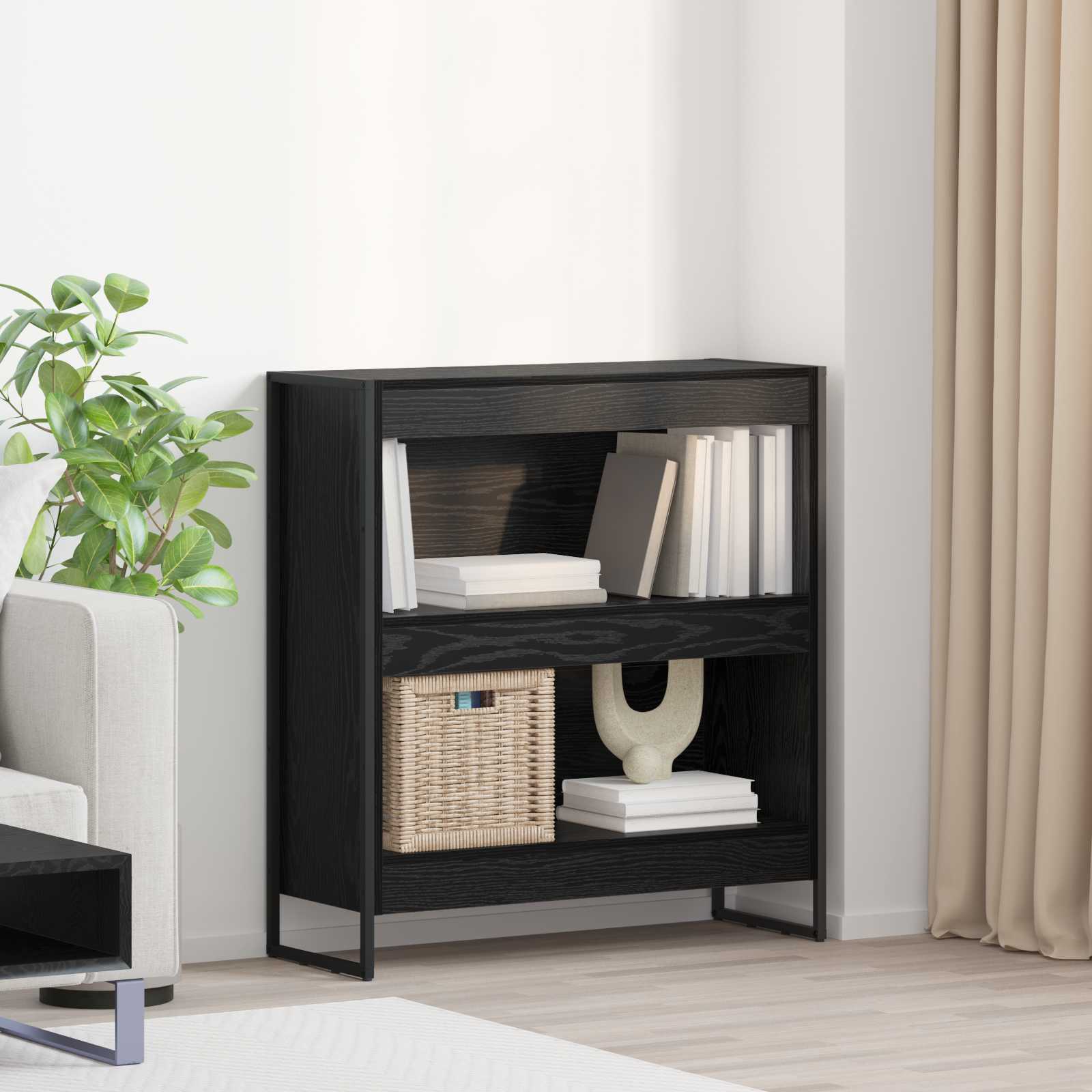 vidaXL Szafka na książki Czarny Dąb 80 x 30 x 86,5 cm
